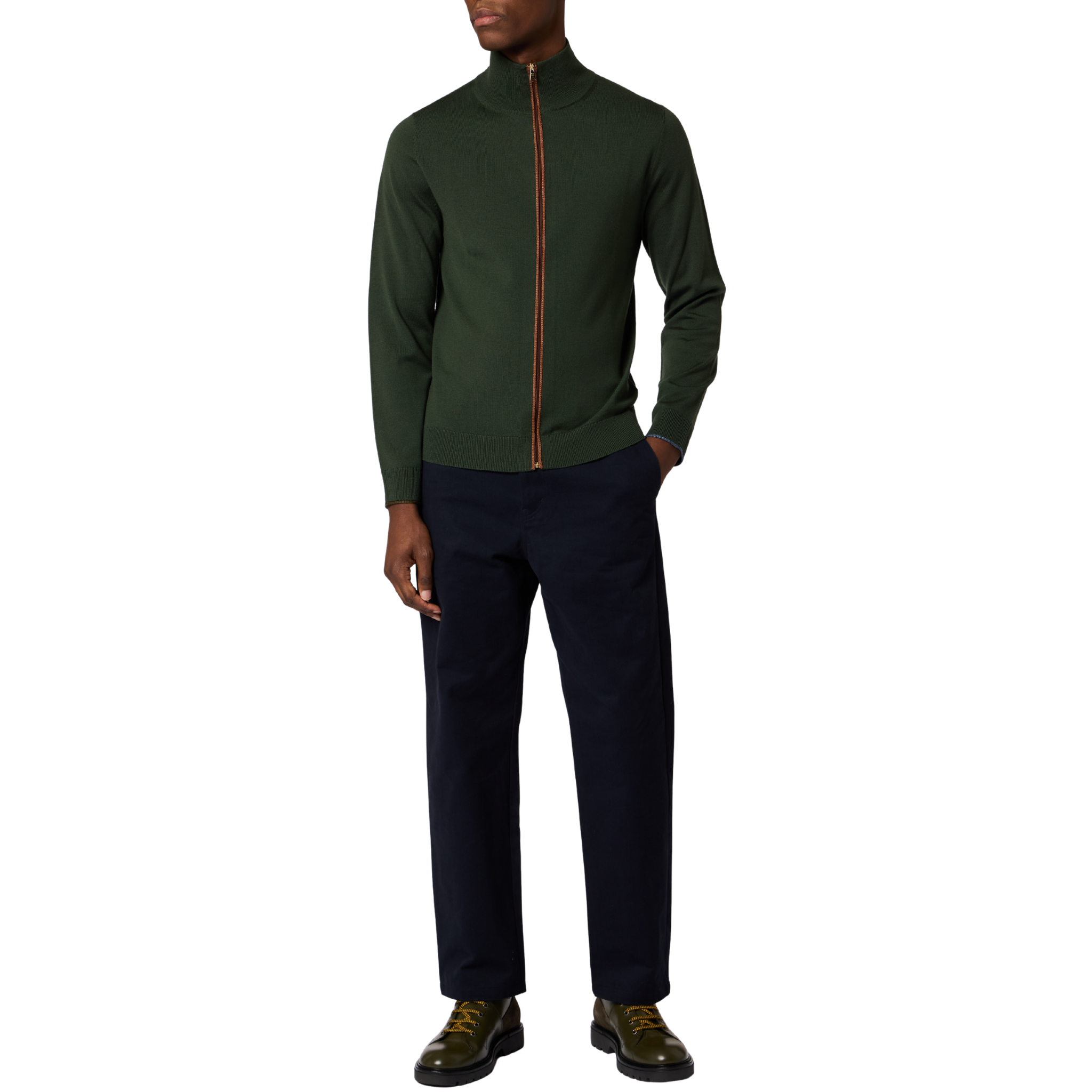 Mens Paul Smith Green Zip Through Cardigan
