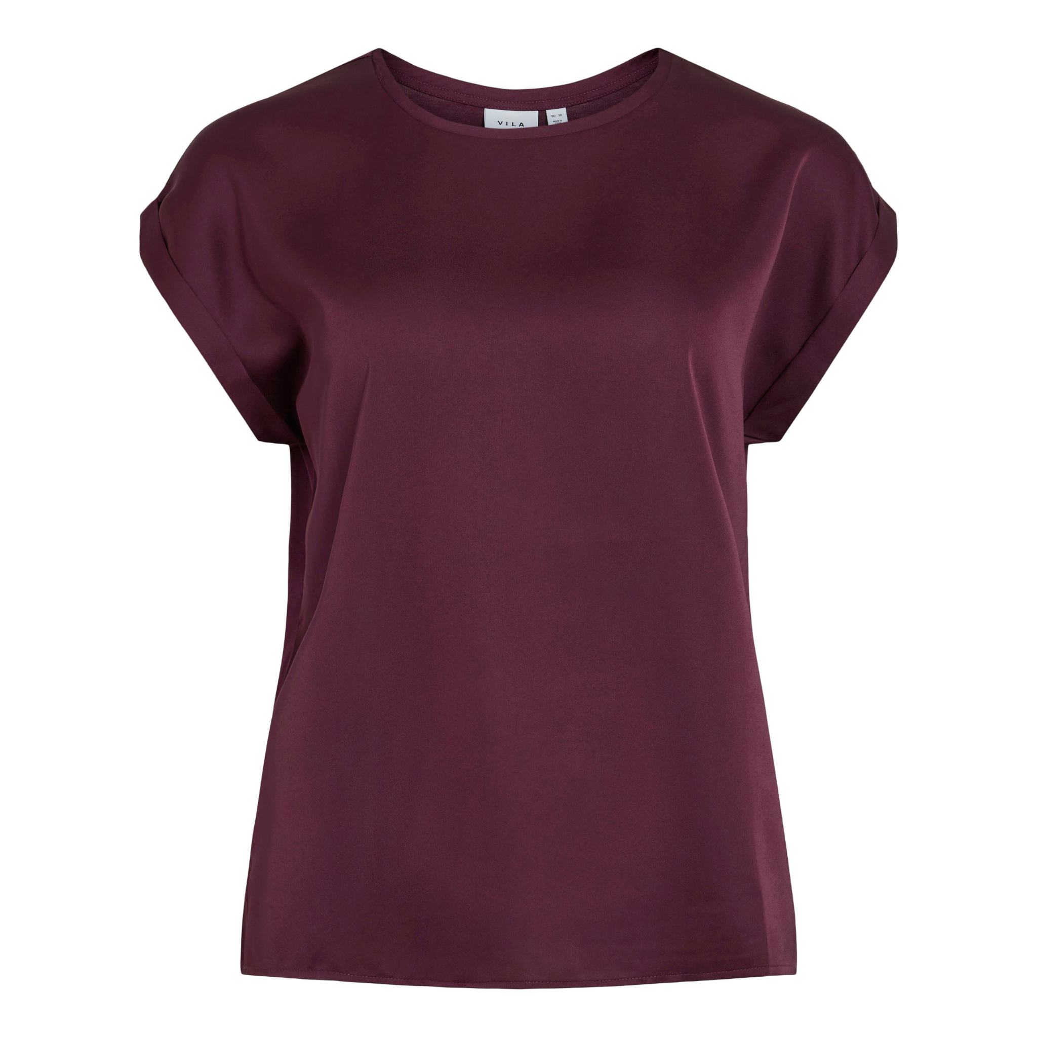 Womens Vila Fig Viellette Satin S/s T Shirt