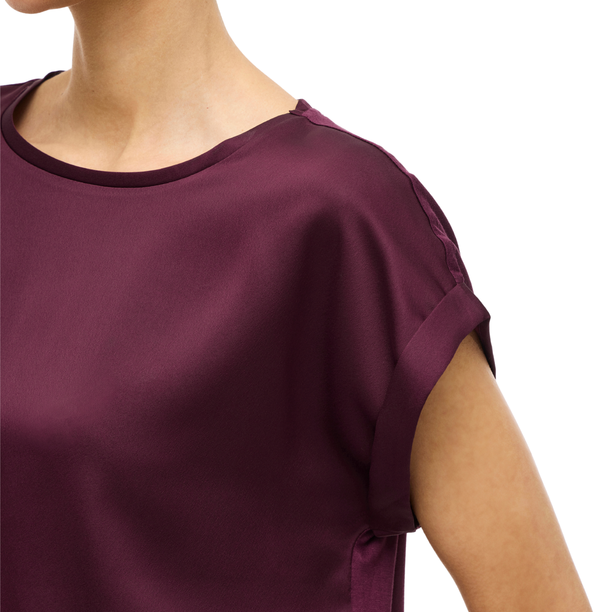 Womens Vila Fig Viellette Satin S/s T Shirt