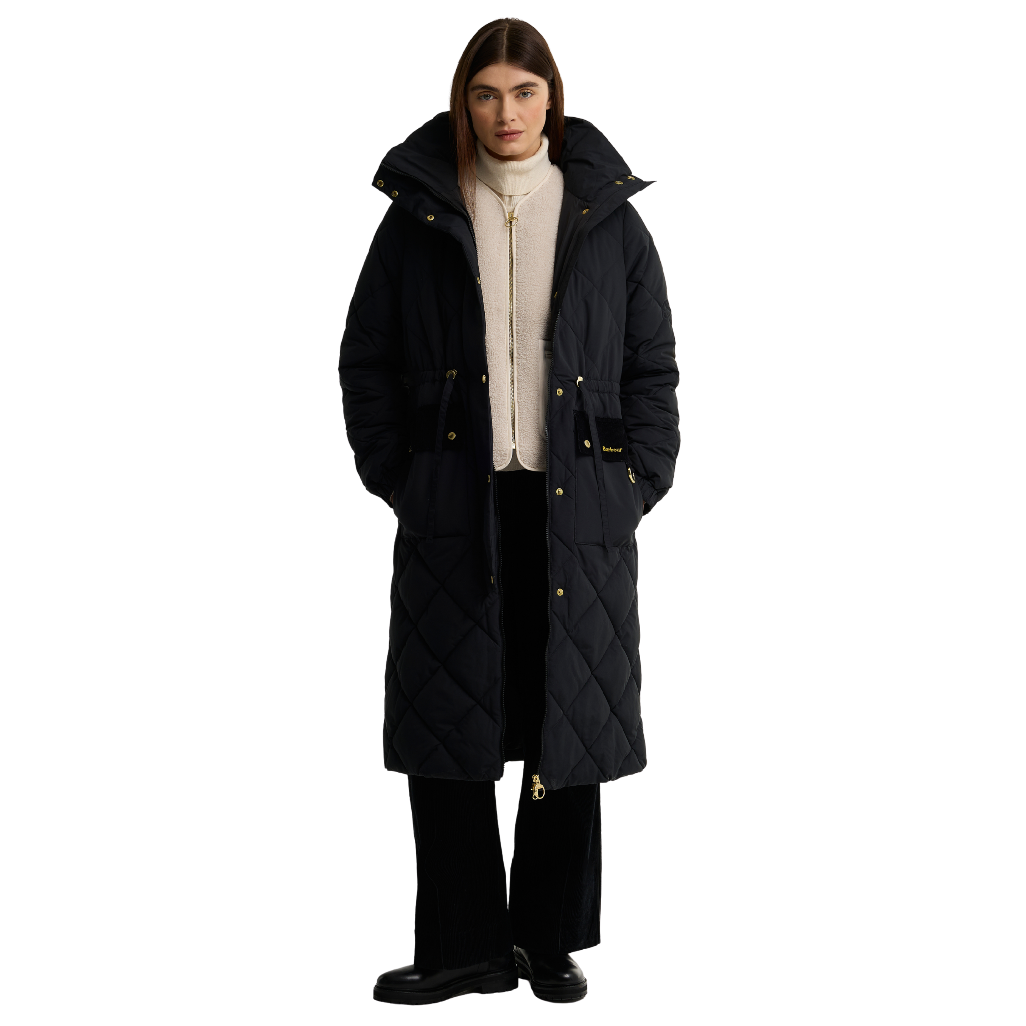 Womens Barbour Black/Ancient Alverstone Puffer Coat