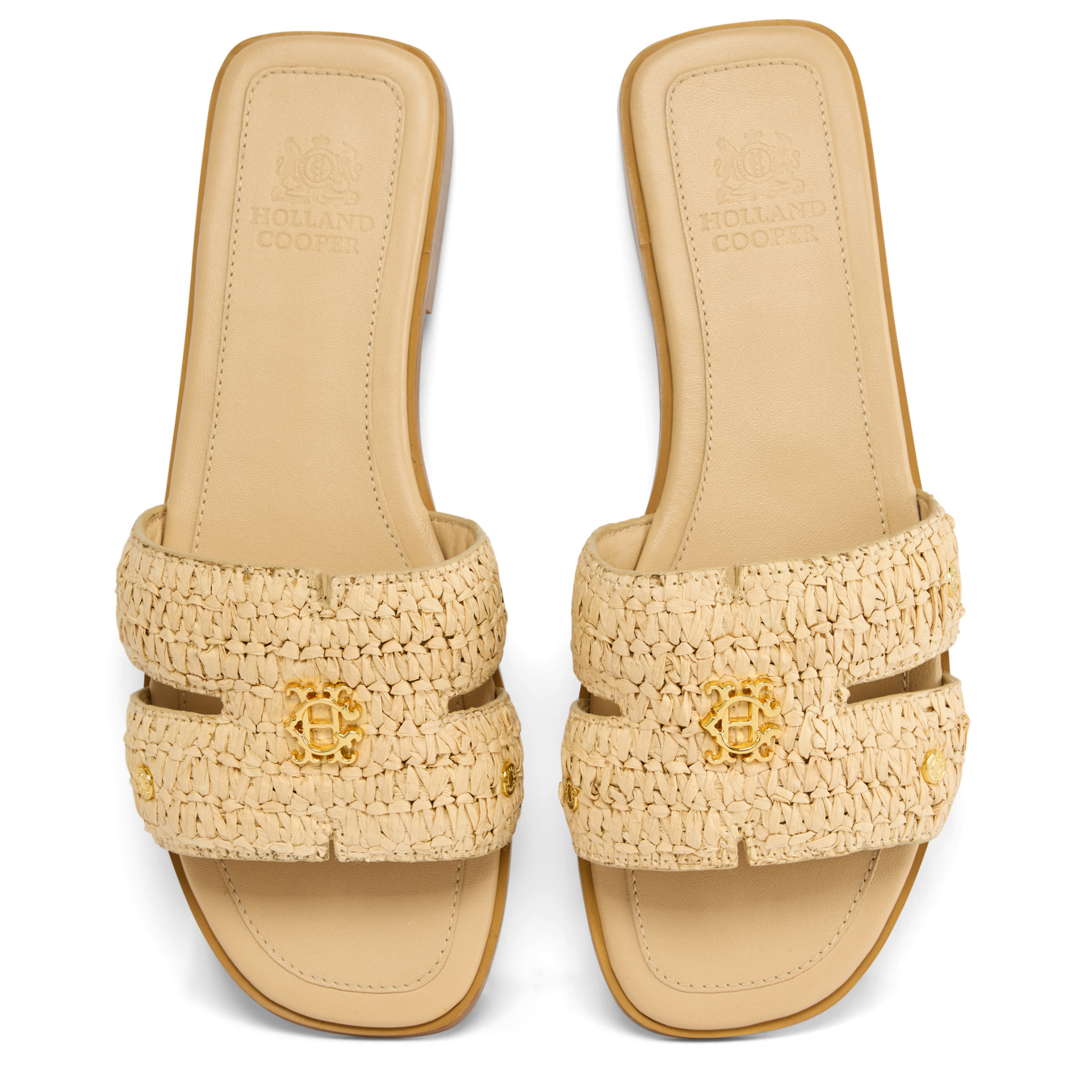 Womens Holland Cooper Natural/Straw Monogram Slides