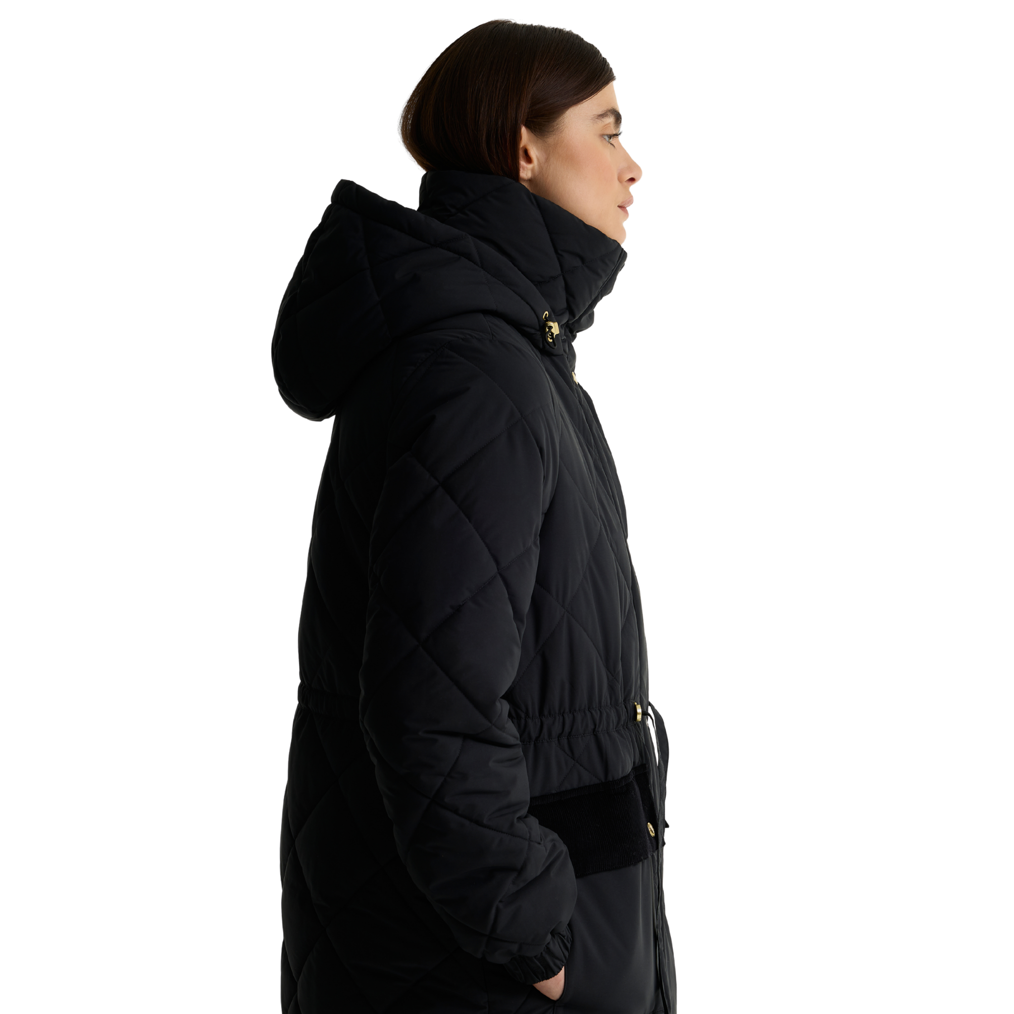 Womens Barbour Black/Ancient Alverstone Puffer Coat