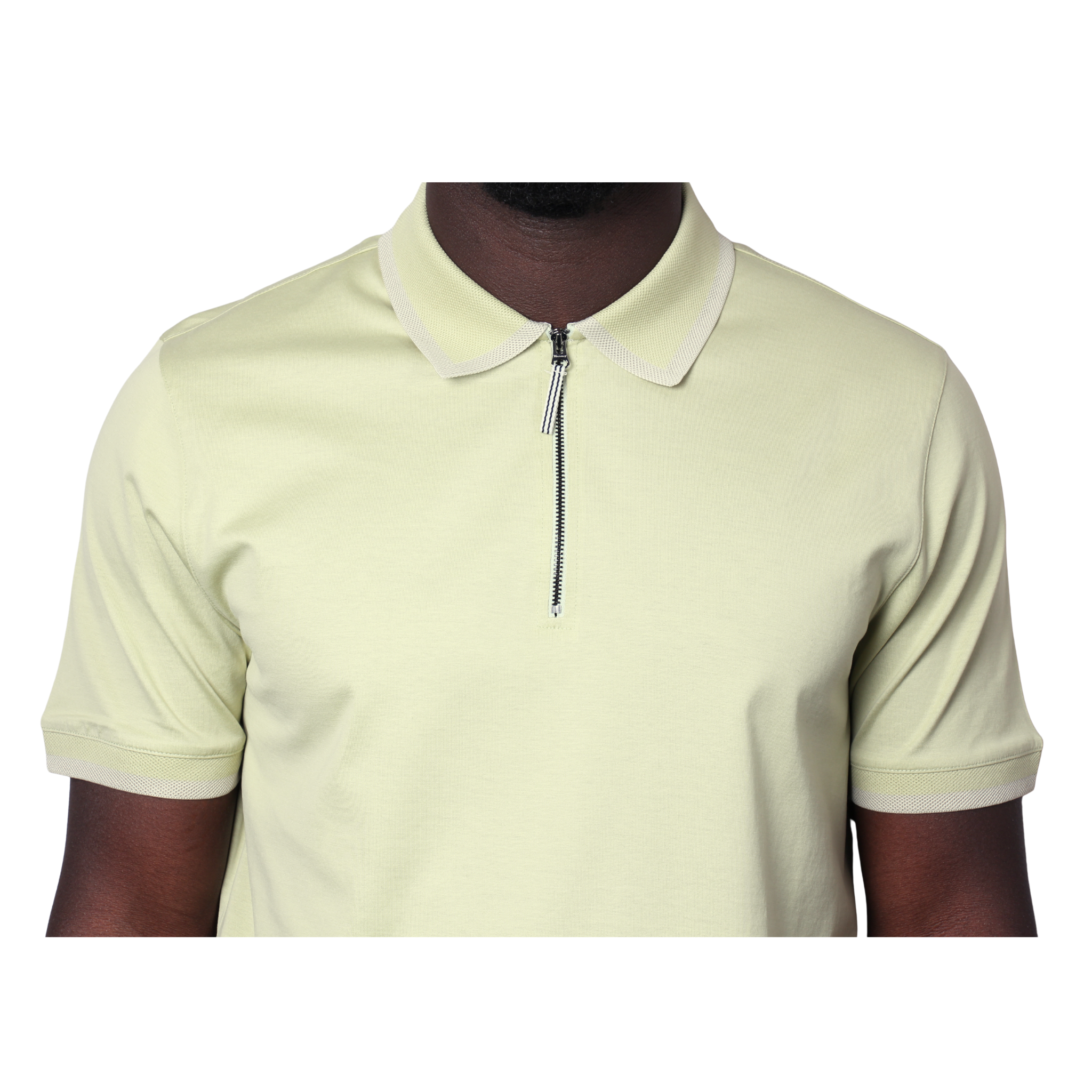 Mens Mercery Light Sage Regal Zip Neck S/s Polo Shirt