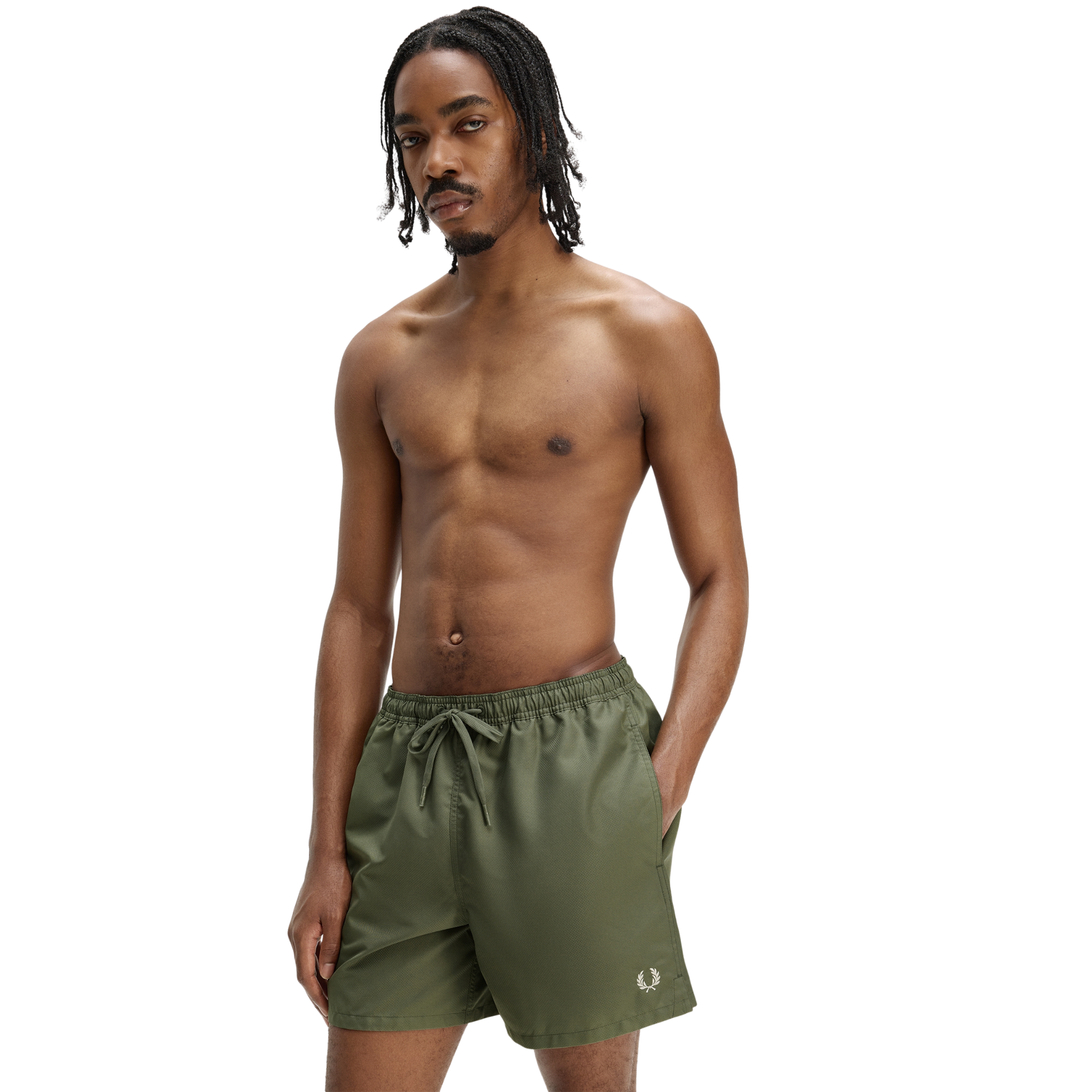 Mens Fred Perry Laurel Wreath Green Swim Shorts
