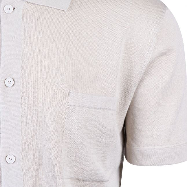 Mens Light Beige Kamiccio Knit S/s Shirt