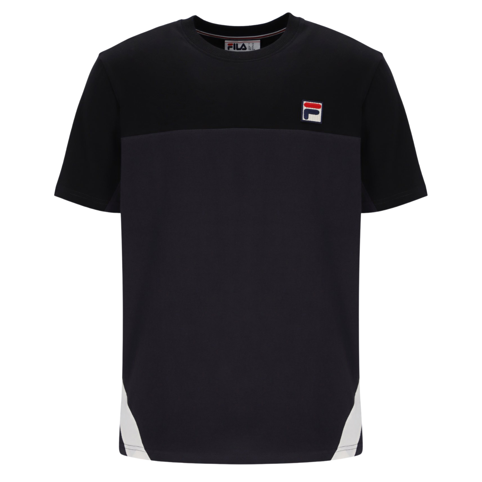 Mens Fila Black/Charcoal/Gardenia Tiebreaker Colour Block S/s T Shirt