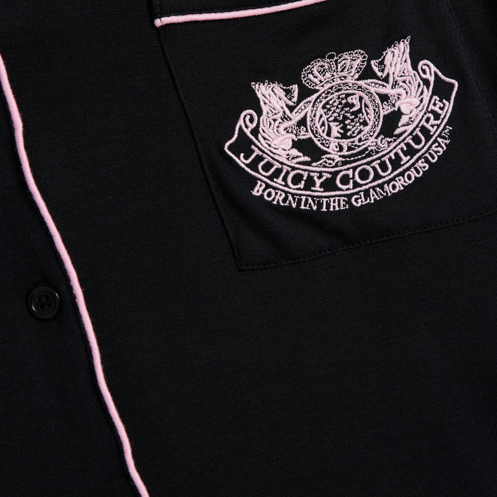 Womens Juicy Couture Black Dog Crest Jersey Shirt Pyjamas