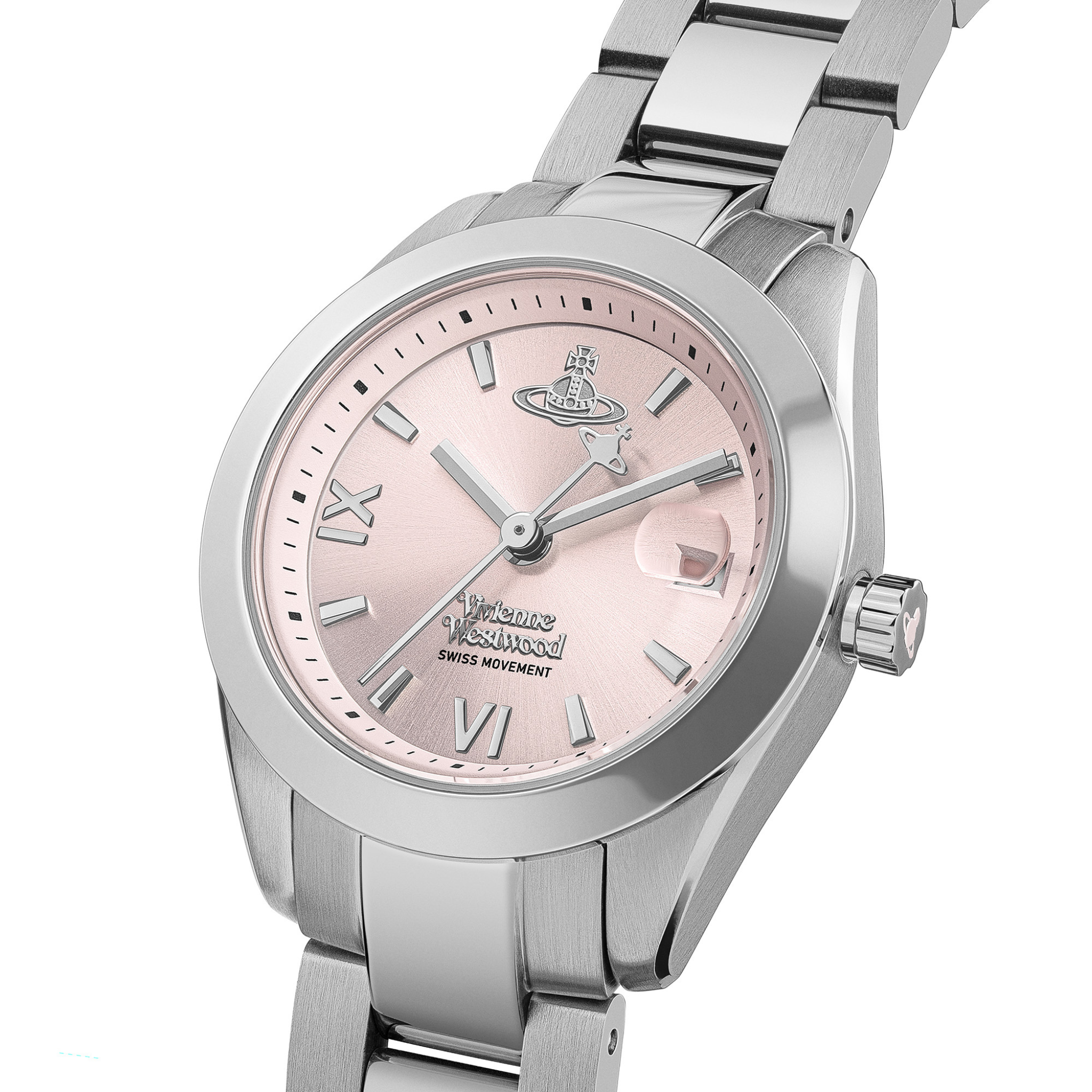 Womens Vivienne Westwood Silver/Pink Fenchurch Bracelet Watch