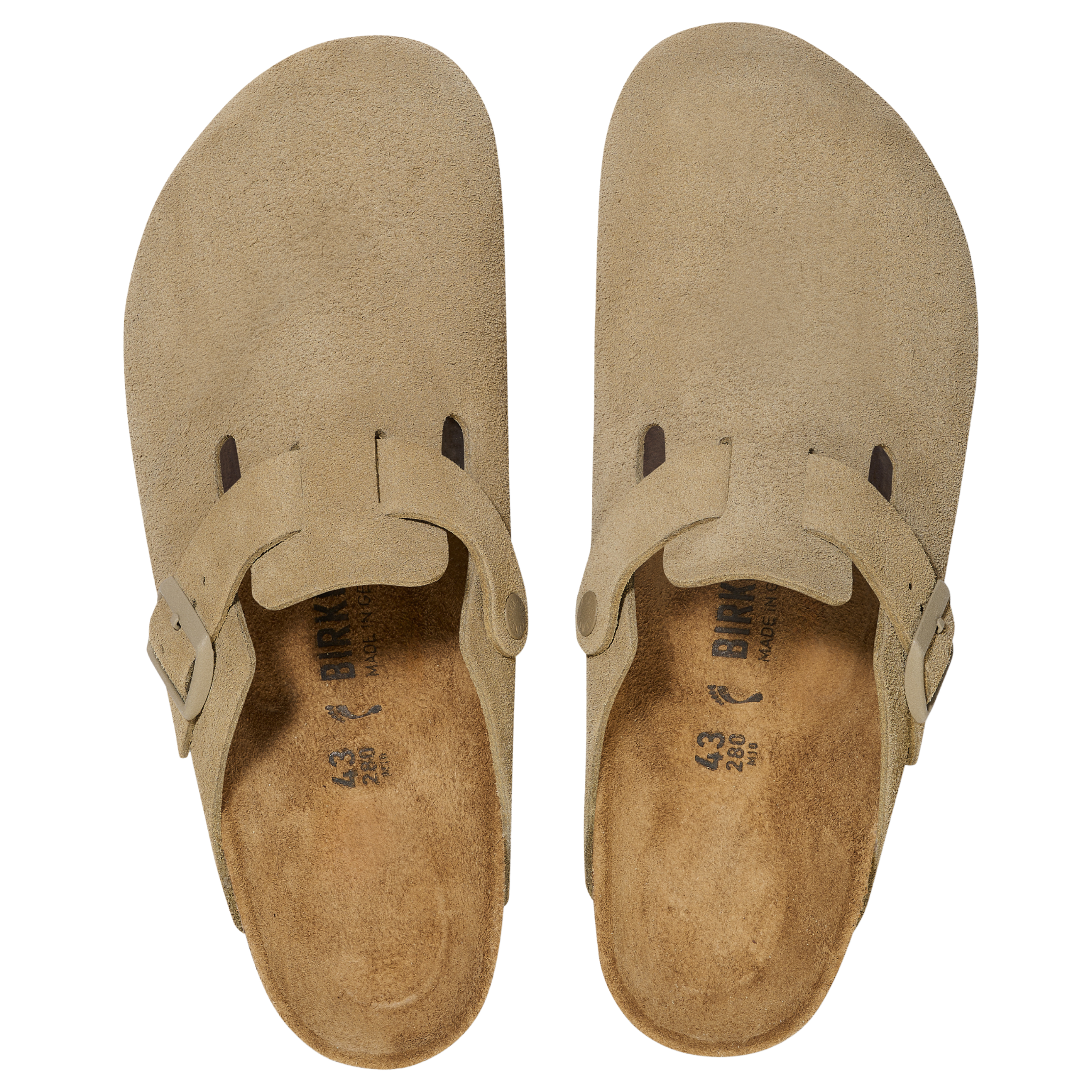Womens Birkenstock Faded Khaki Boston Suede Clogs