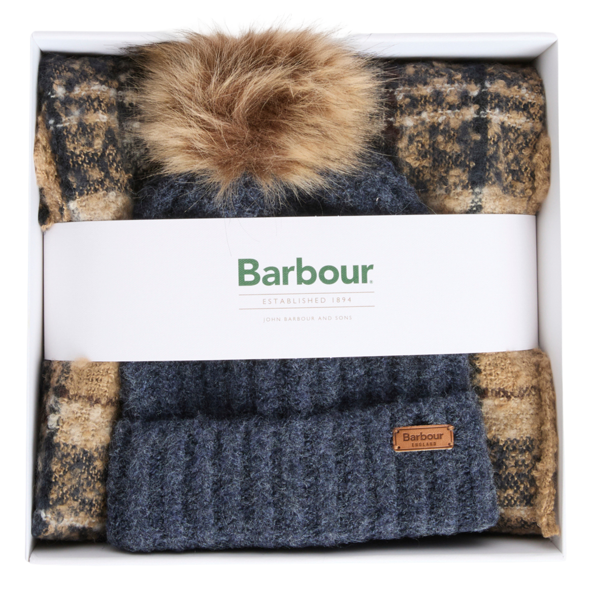 Womens Barbour Birchwood Saltburn Beanie & Scarf Set