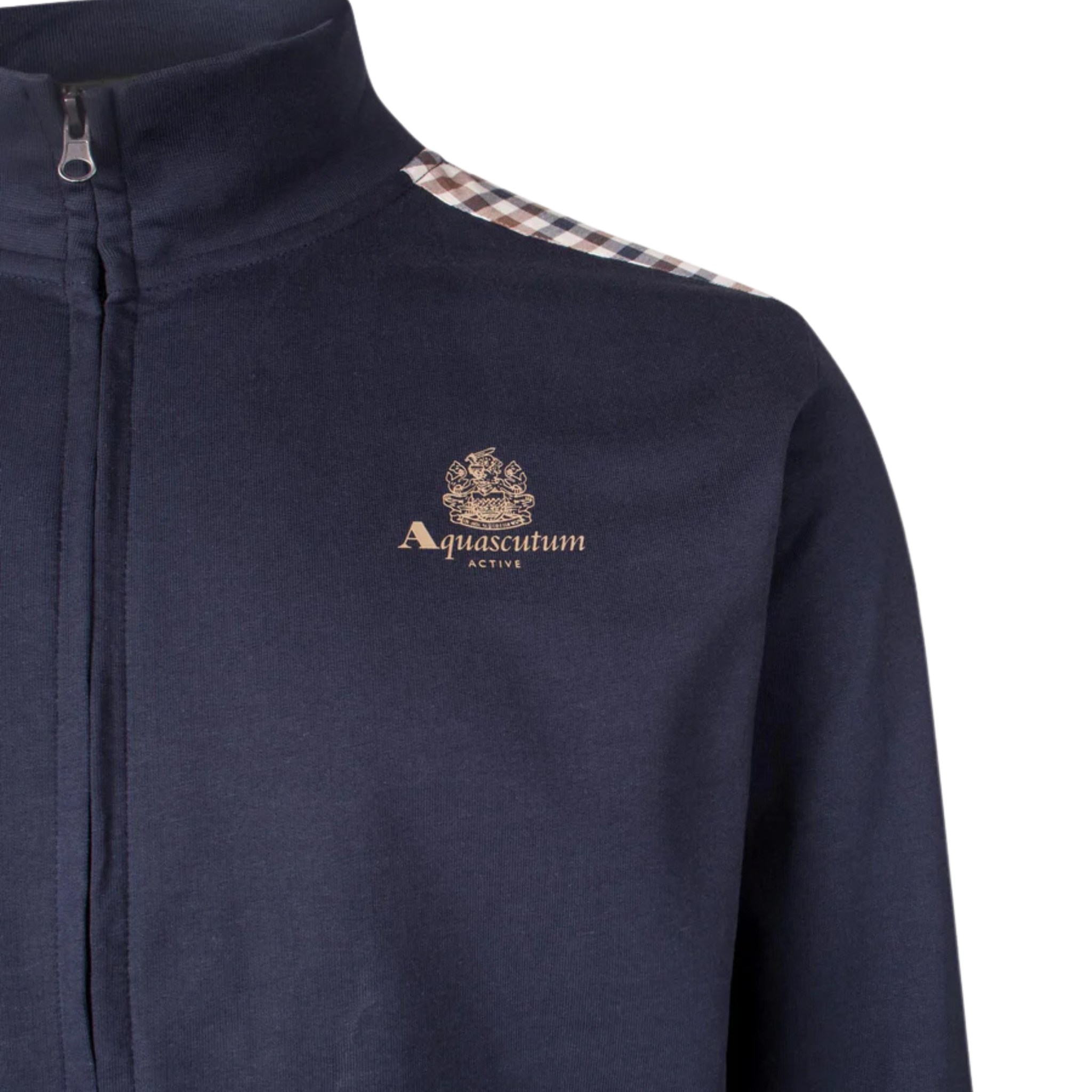 Mens Aquascutum Navy Shoulder Patch Zip Through Sweatshirt