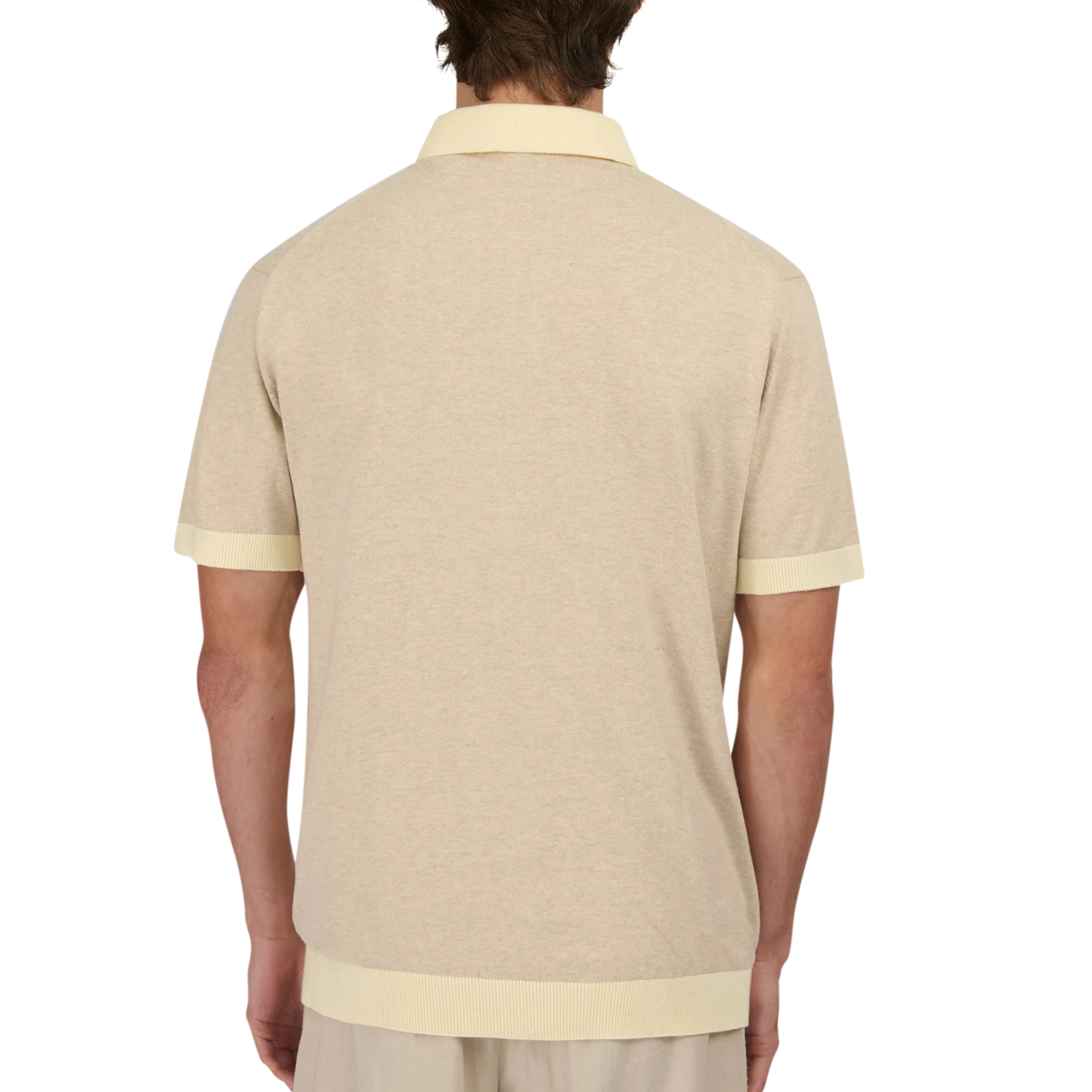 Mens Sandbanks Stone Knitted 3 Button S/s Polo Shirt