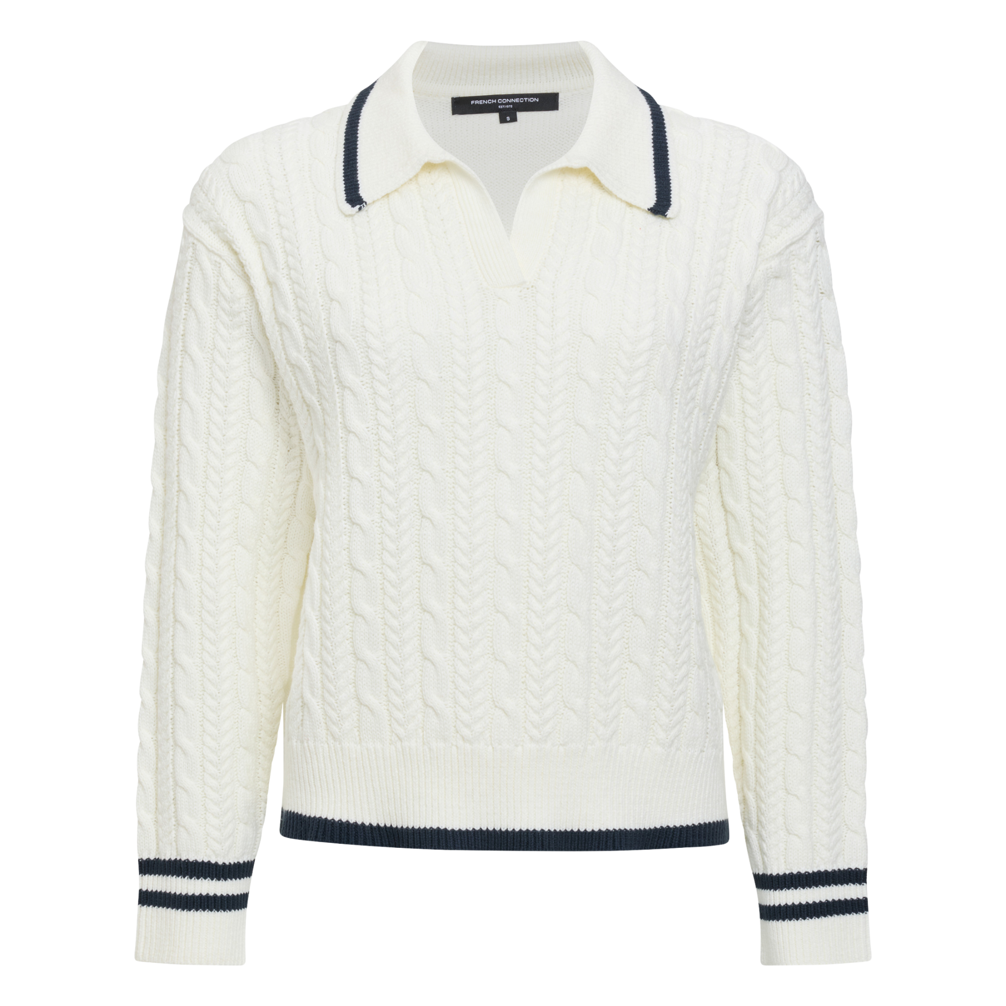 Womens French Connection Winter White/New Navy Klara Cable Jumper