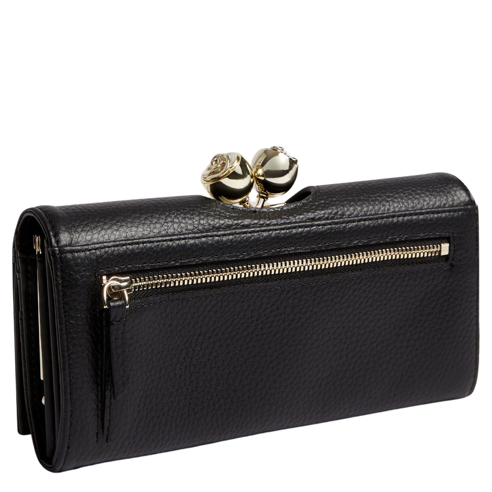 Womens Ted Baker Black Roosali Rose Detail Large Bobble Purse