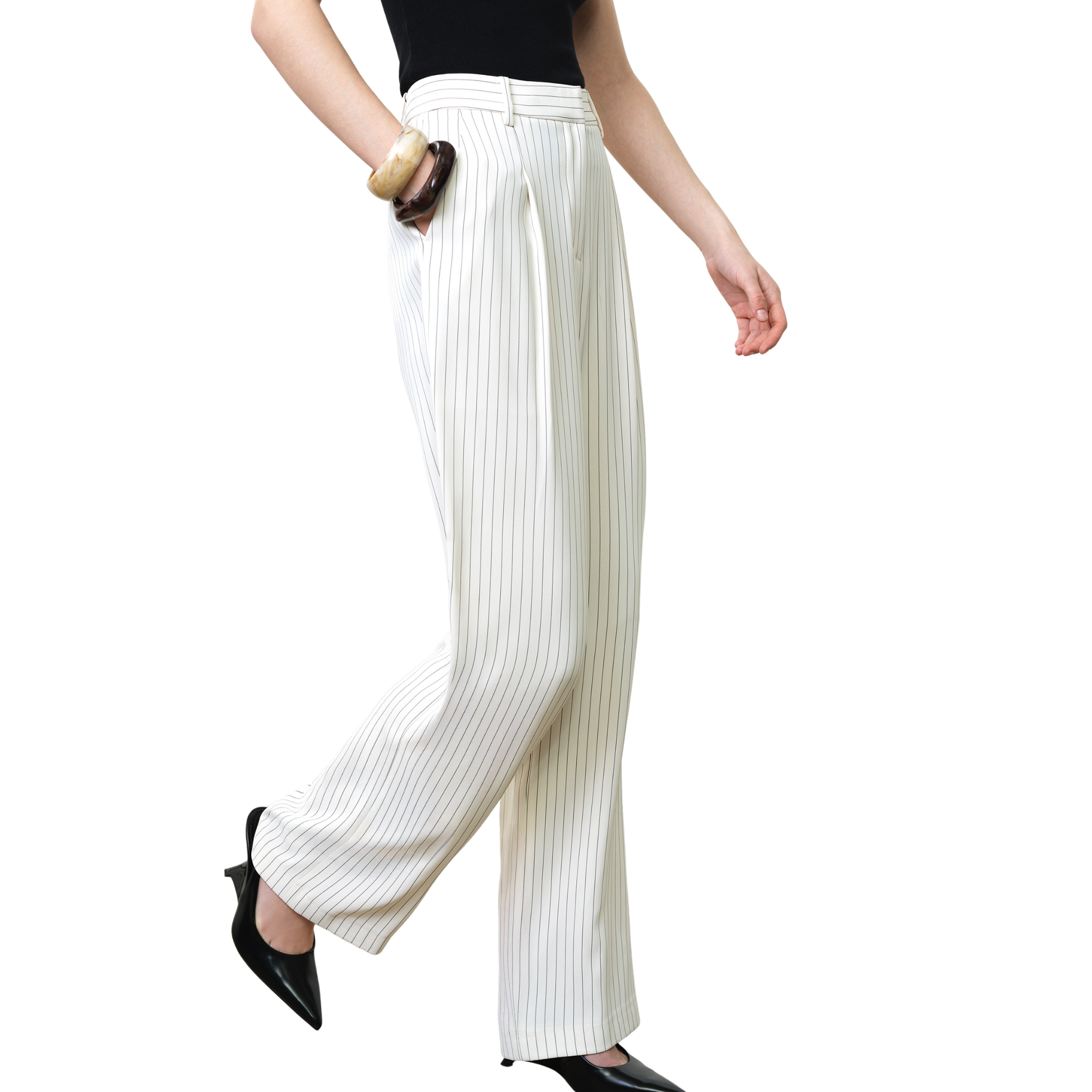 Womens French Connection Porcelain Cream Vinnie Pinstripe Trousers