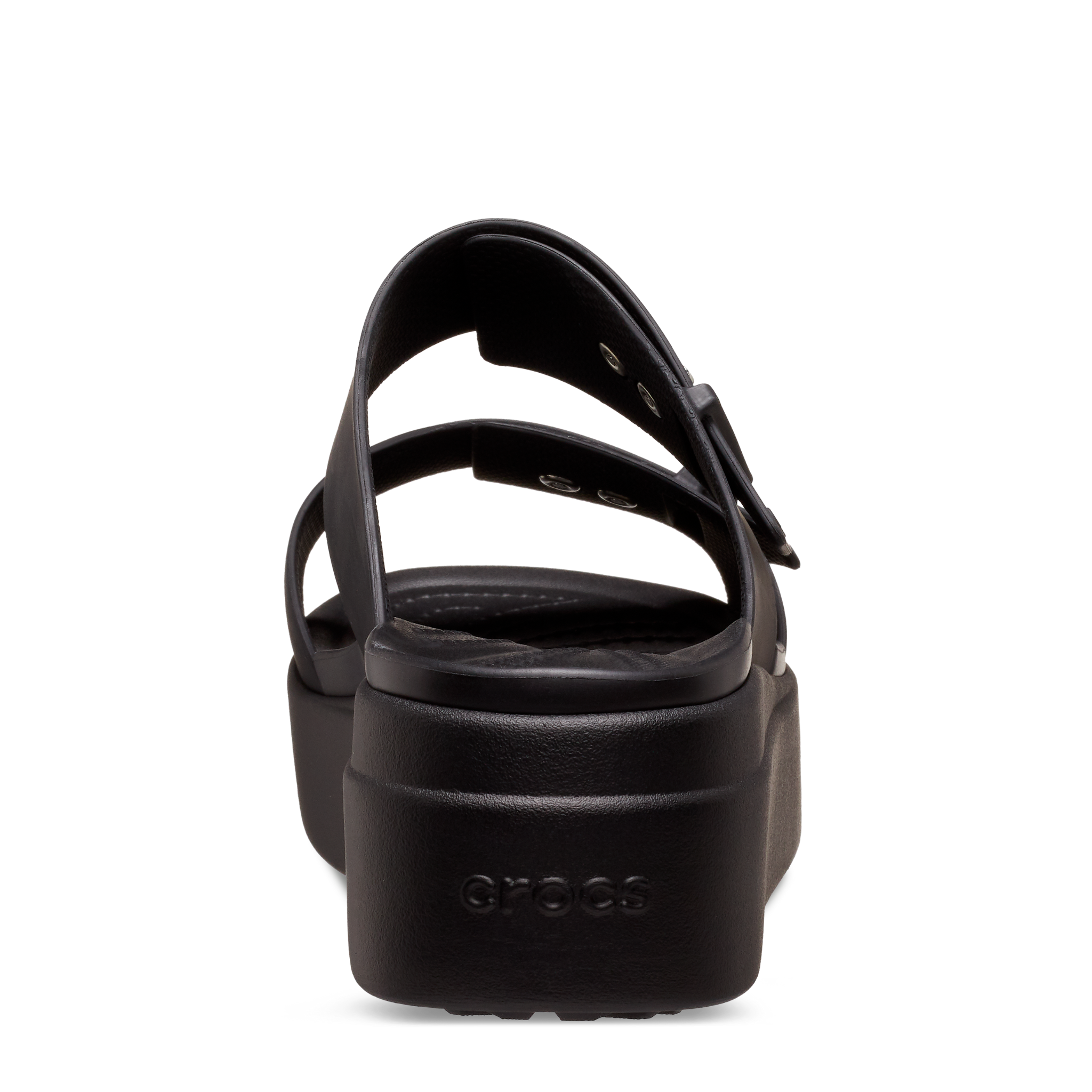 Womens Crocs Black Brooklyn Buckle Low Wedge Sandals