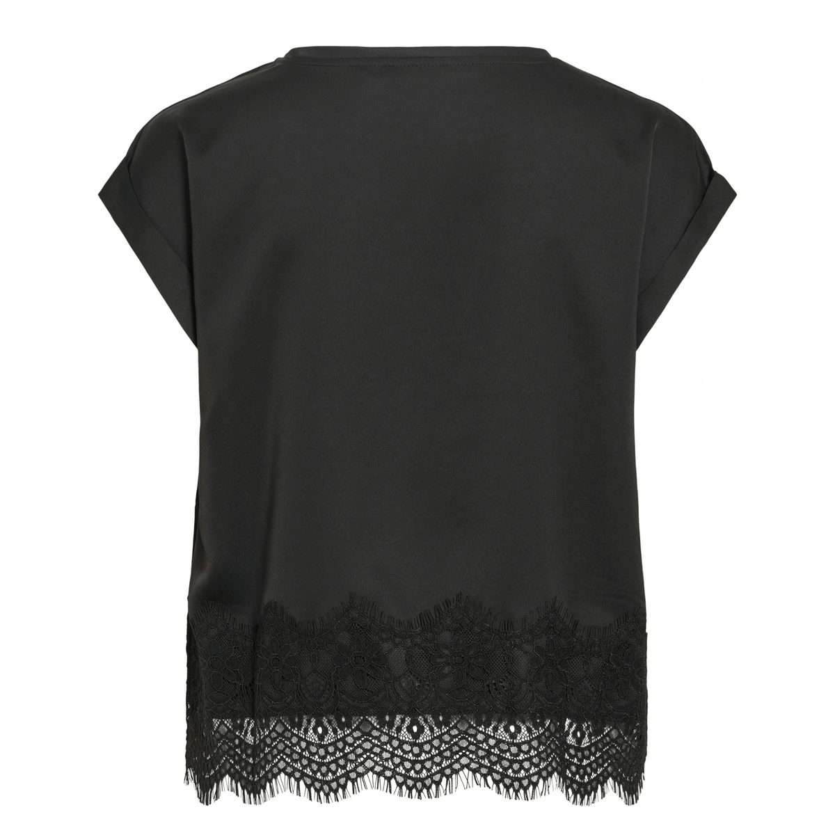 Womens Vila Black Beauty Viellette Satin Lace Top