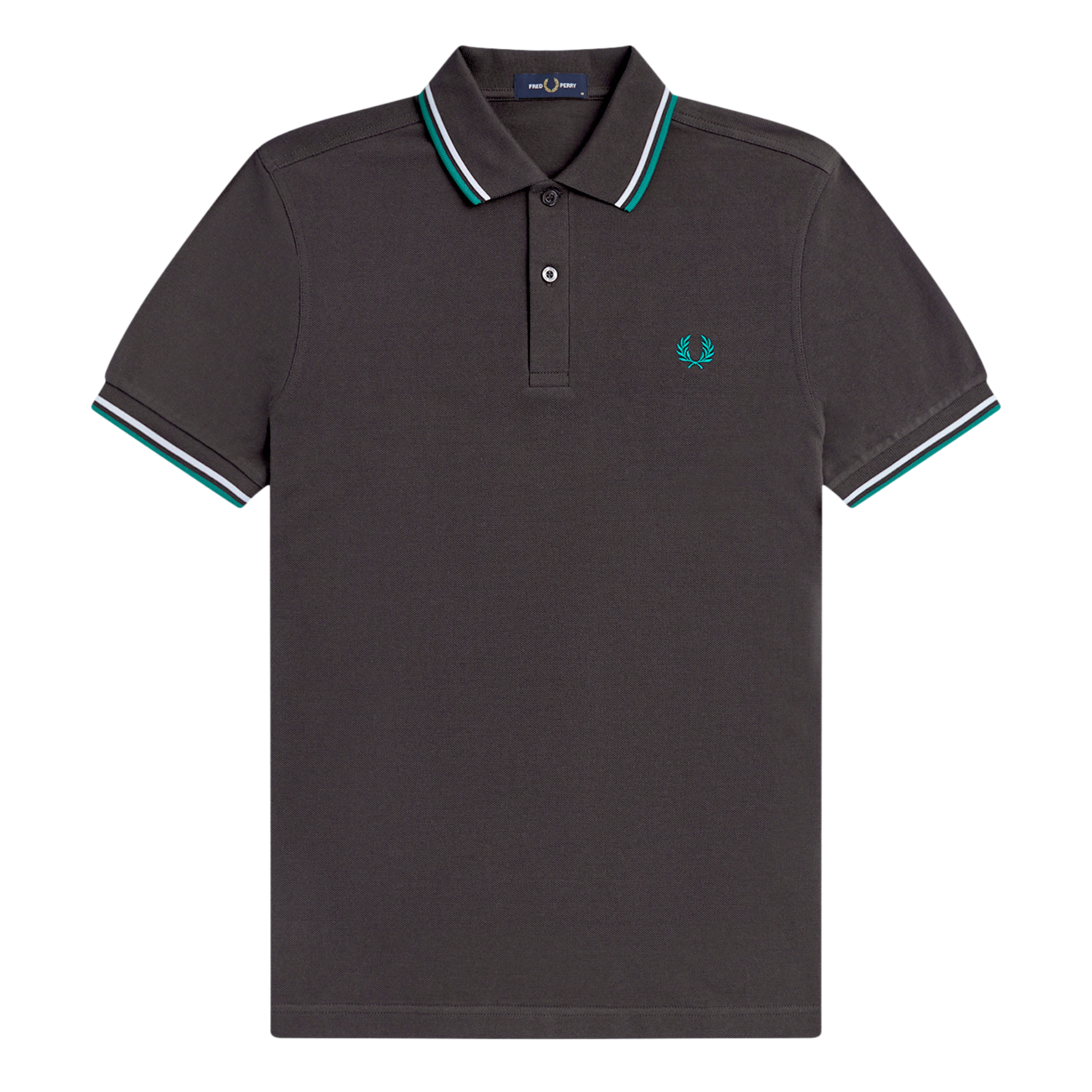 Mens Fred Perry Anchor Grey/Light Ice/Green Twin Tipped S/s Polo