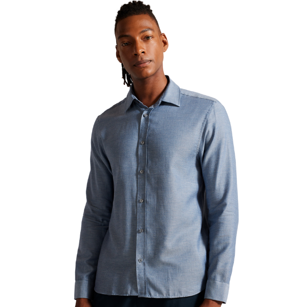Mens Ted Baker Light Blue Crotone Herringbone L/s Shirt