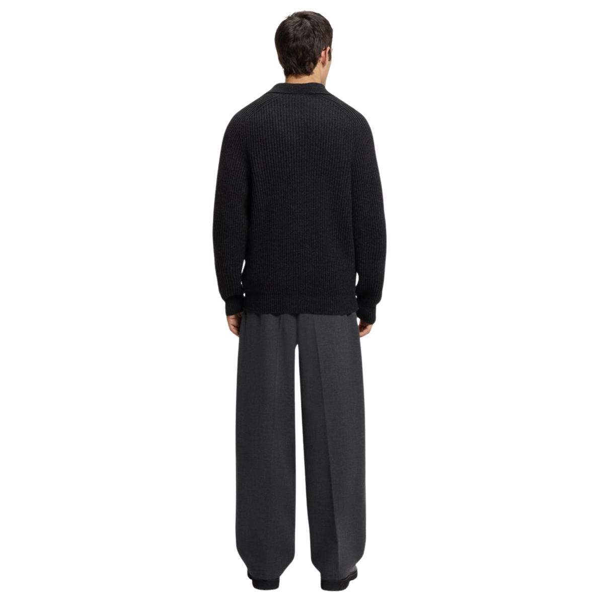 Mens HUGO Black Sardeep Knitted Overshirt Cardigan