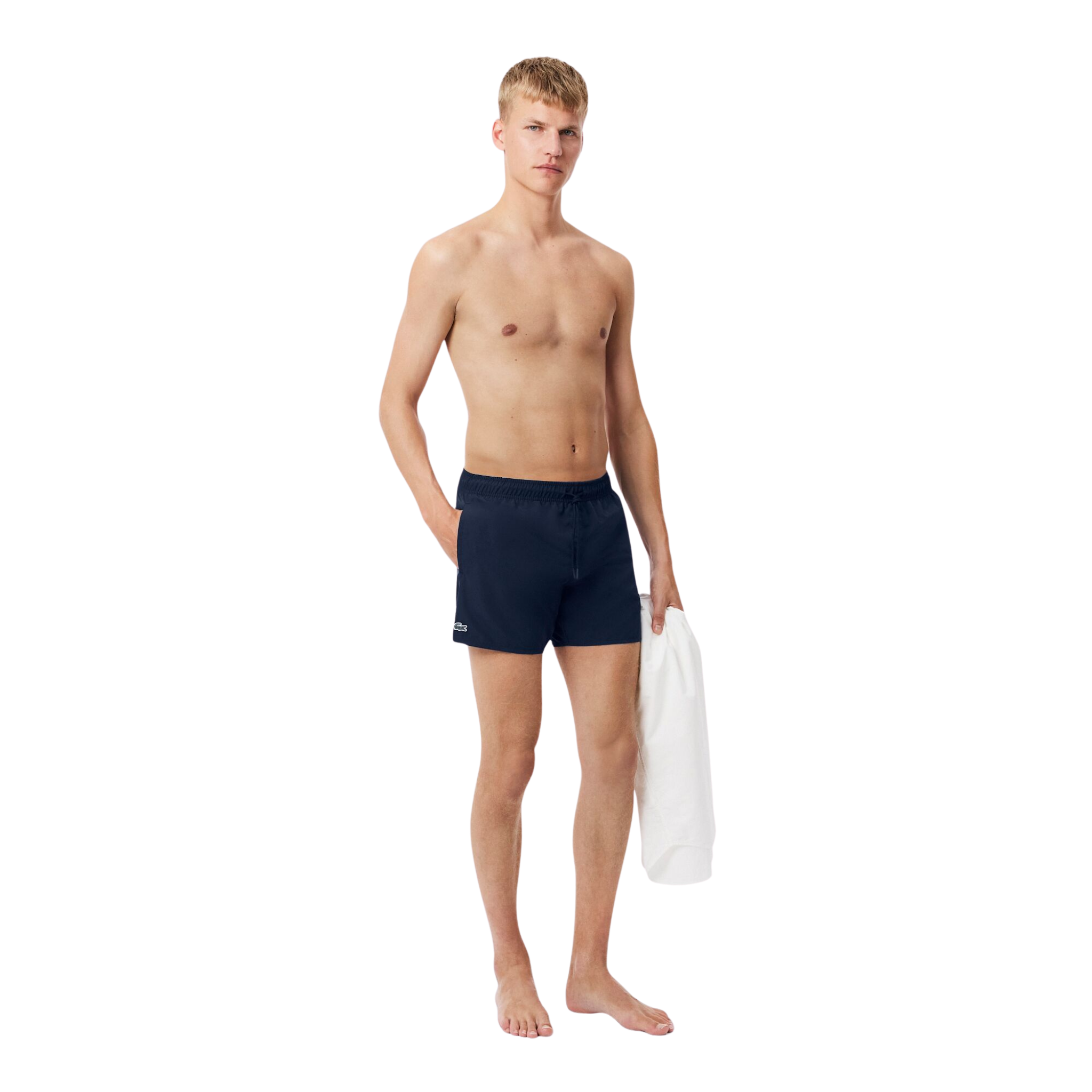 Mens Lacoste Navy/Green Quick-Dry Swim Shorts