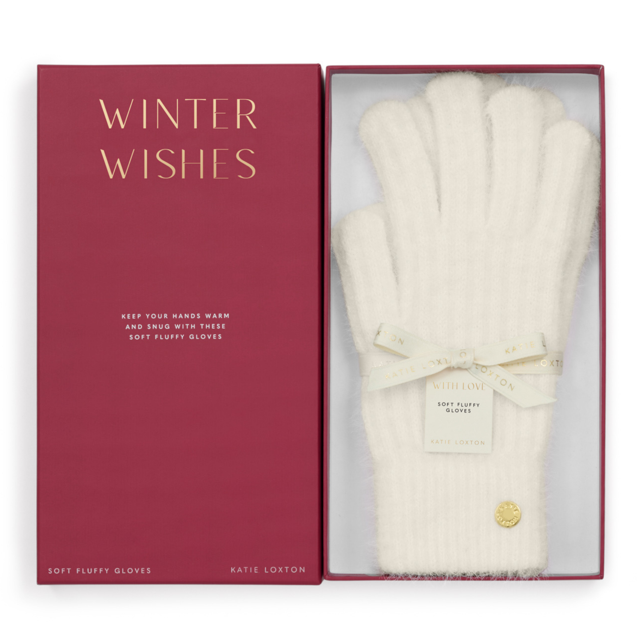 Womens Katie Loxton White Gift Boxed Soft Knit Gloves