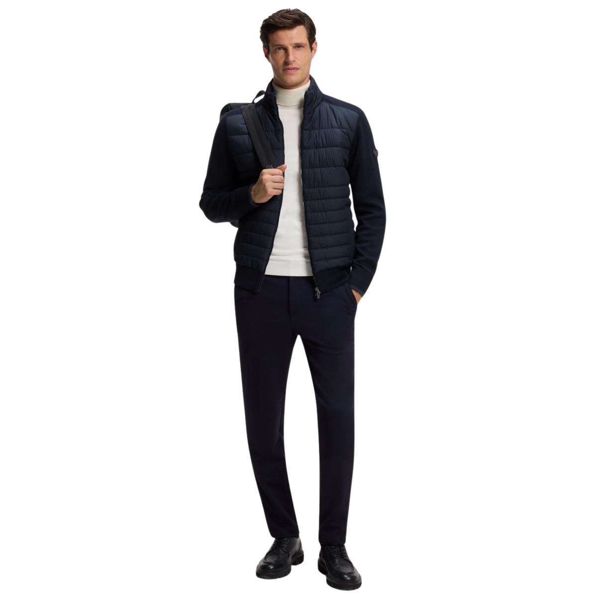 Mens BOSS Dark Blue H-Facente Hybrid Knit Jacket