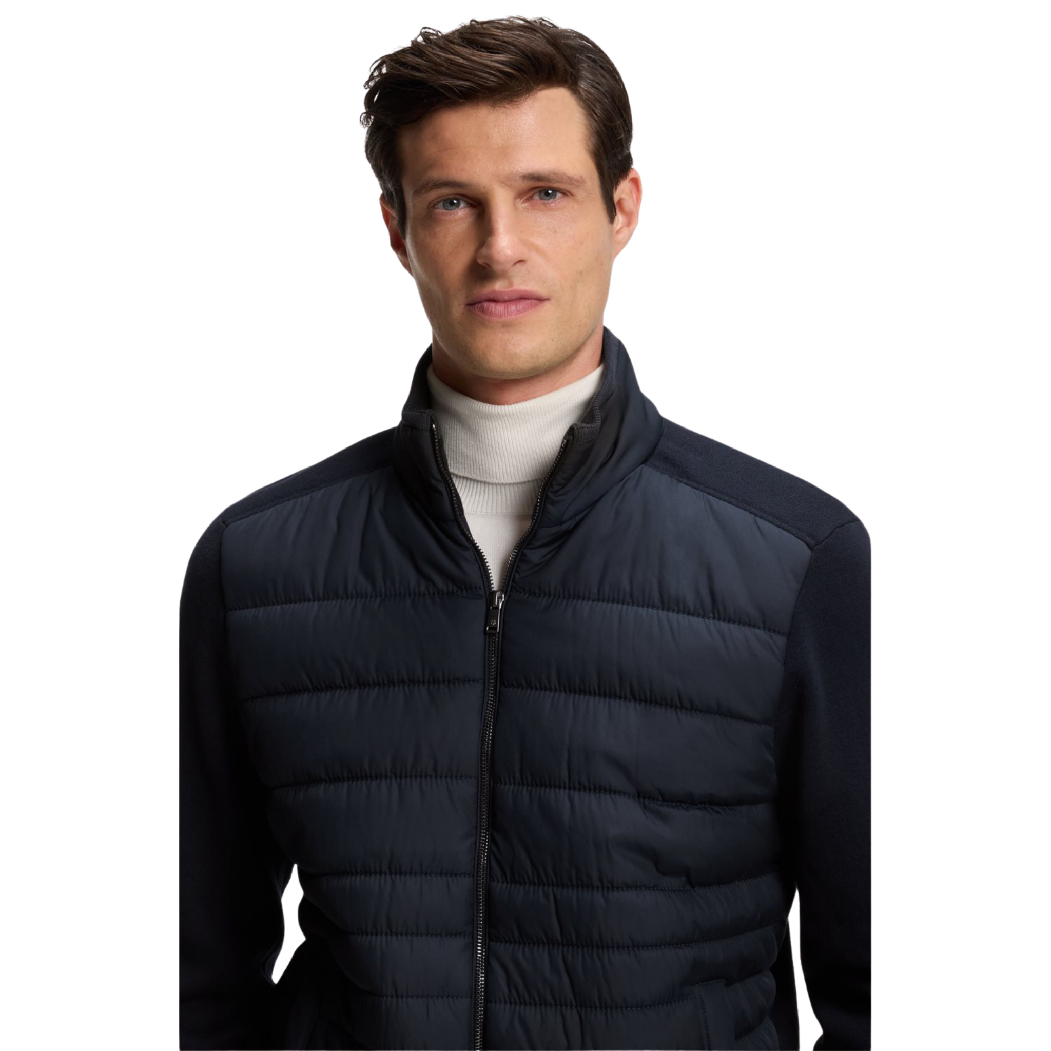 Mens BOSS Dark Blue H-Facente Hybrid Knit Jacket