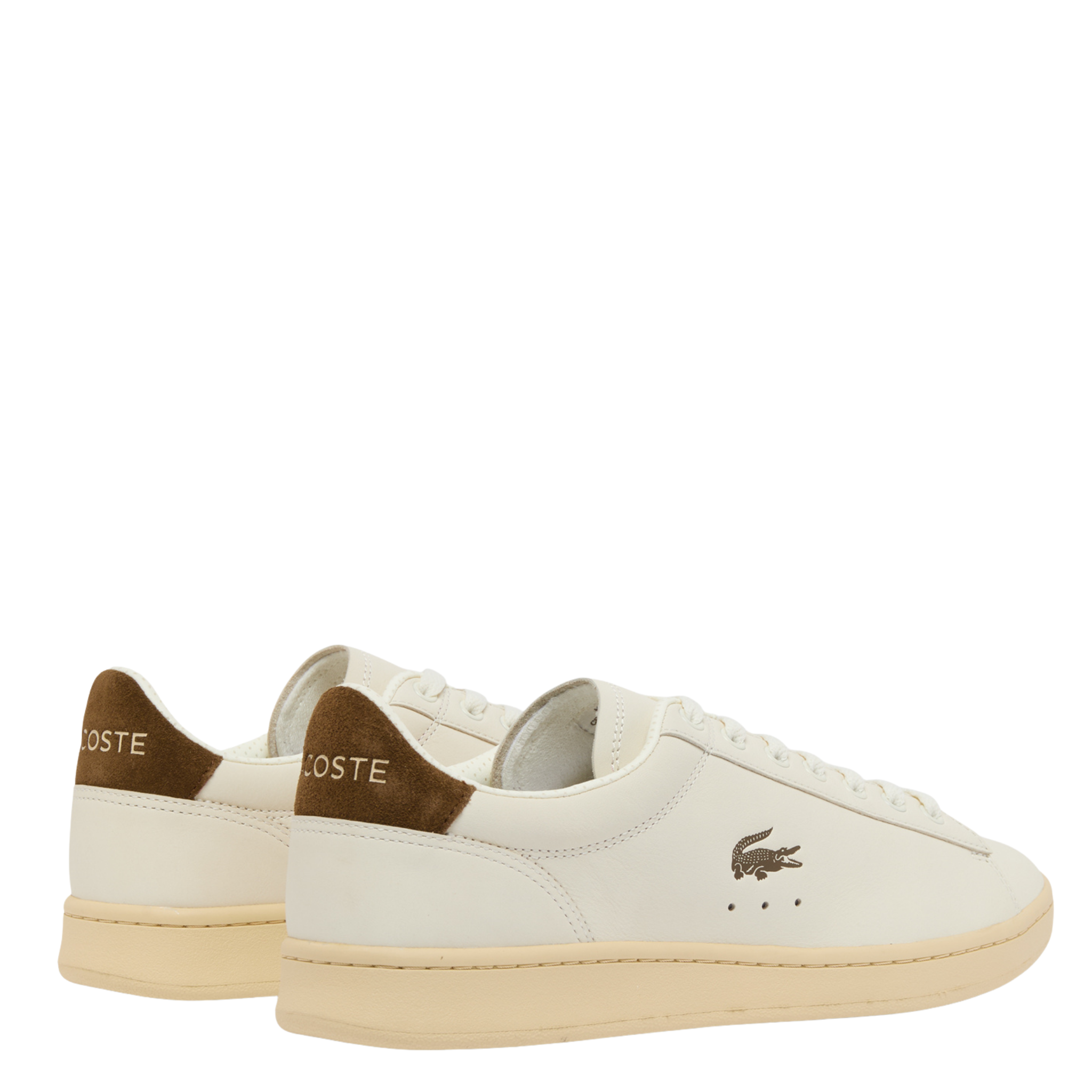 Mens Lacoste Off White/Dark Brown Carnaby Set Trainers