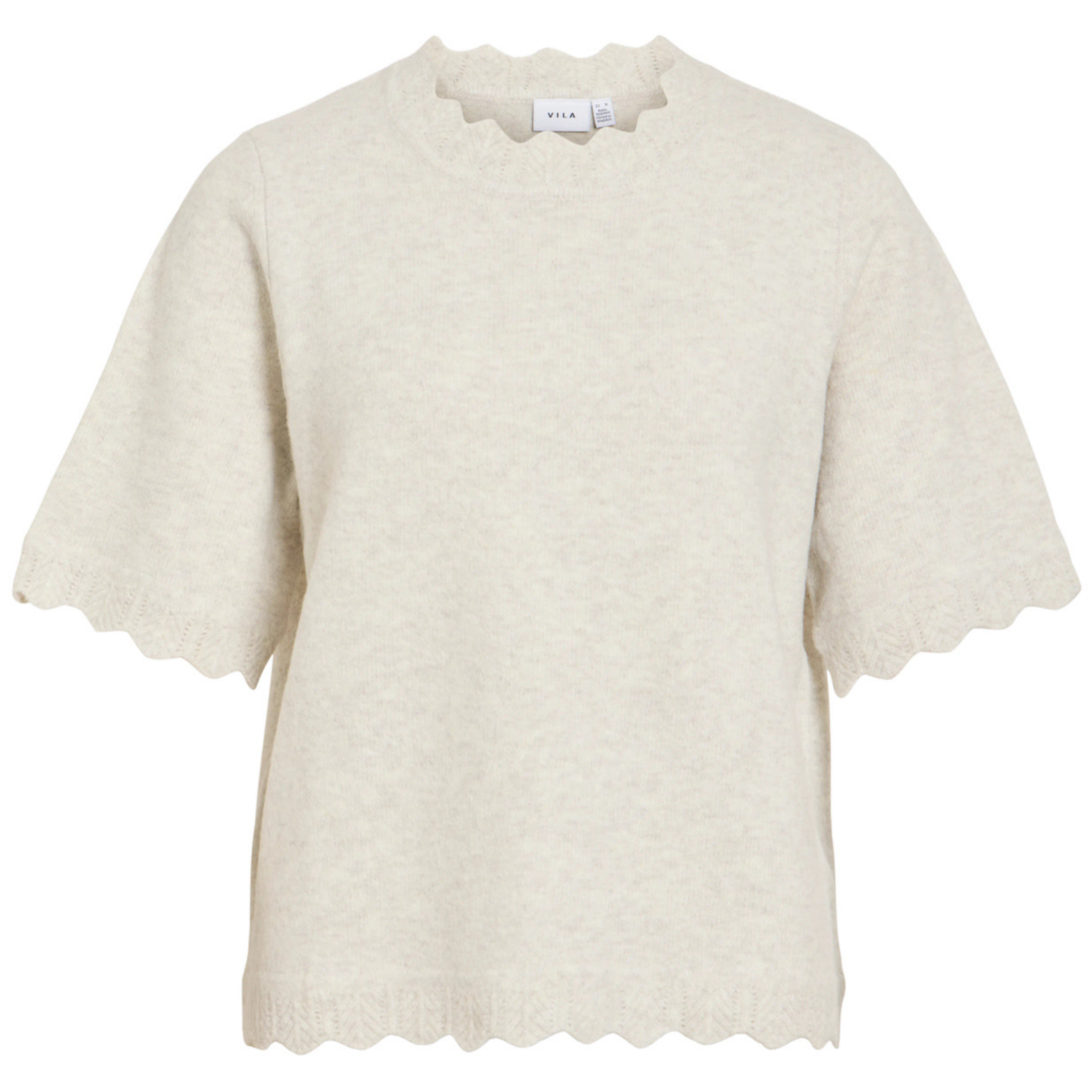 Womens Vila Super Light Natural Vinikolina 2/4 Sleeve Knit
