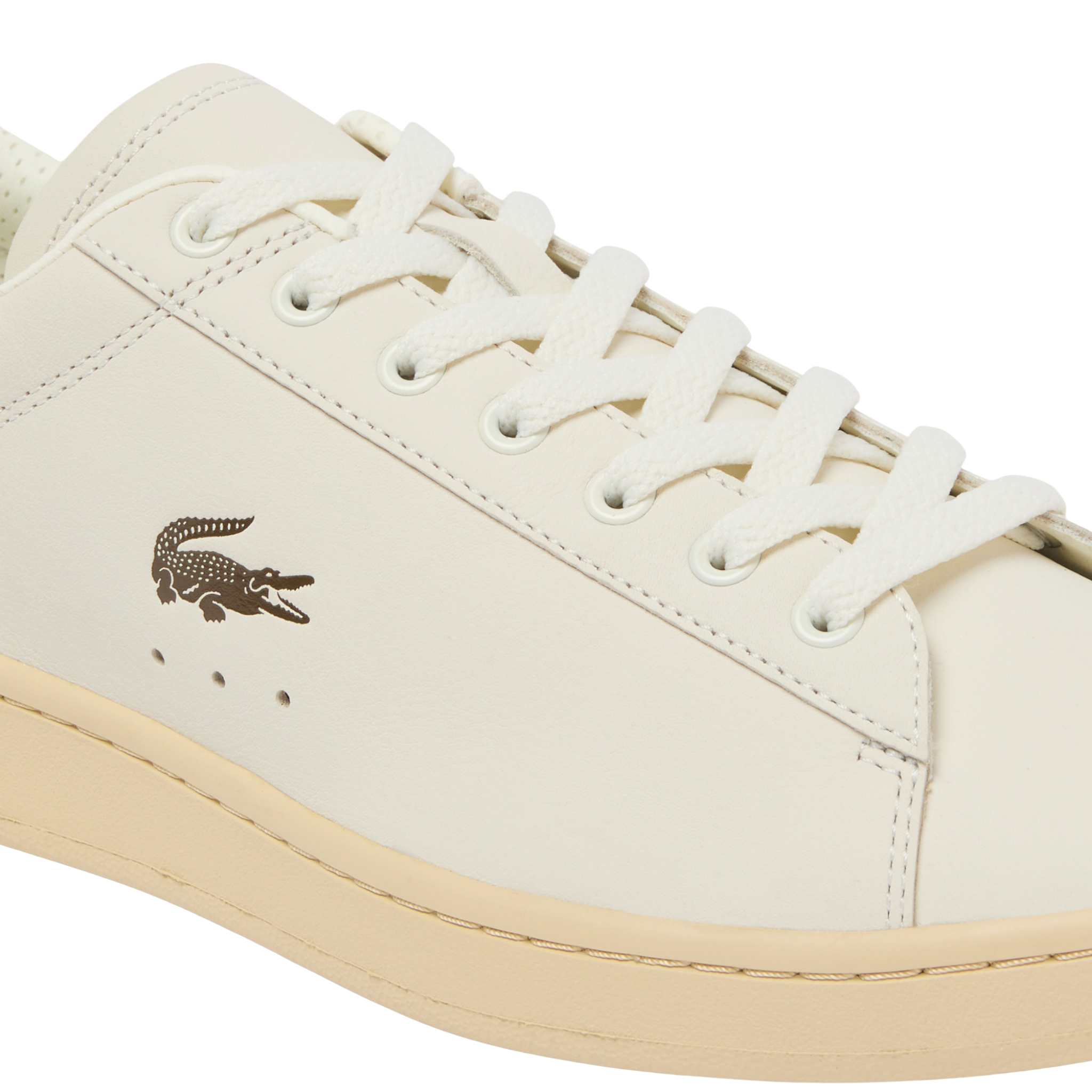 Mens Lacoste Off White/Dark Brown Carnaby Set Trainers