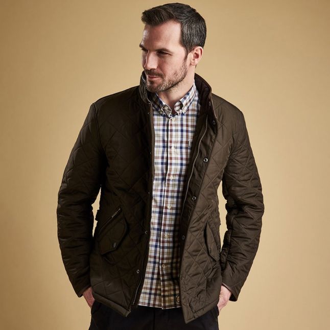 Mens Barbour Olive Powell Quilted Jacket