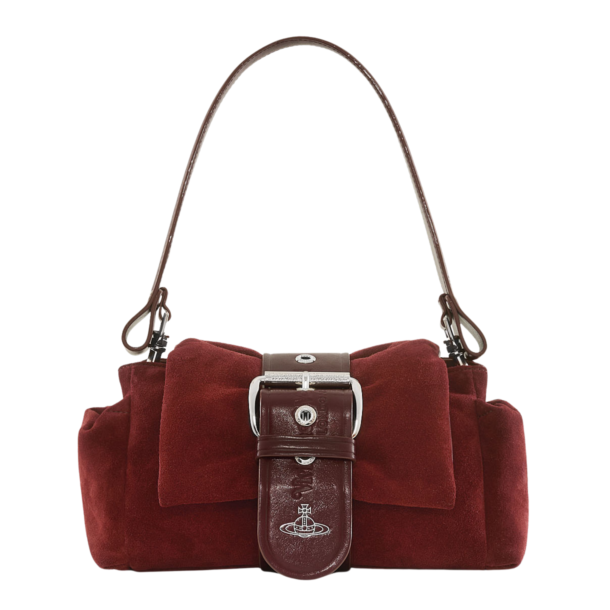Womens Vivienne Westwood Burgundy Suede Hazel Treasure Shoulder Bag