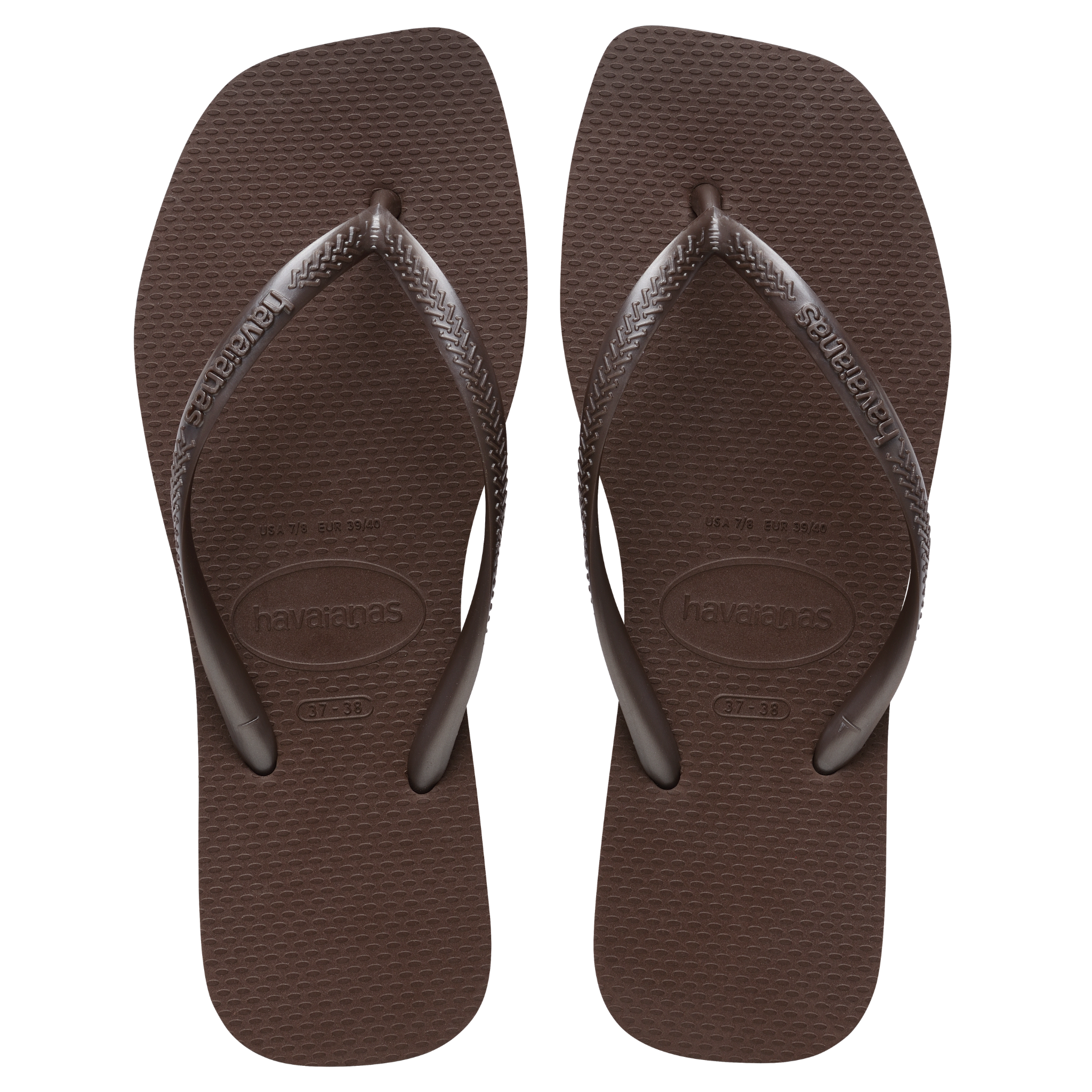 Womens Havaianas Dark Brown Slim Square Flip Flops