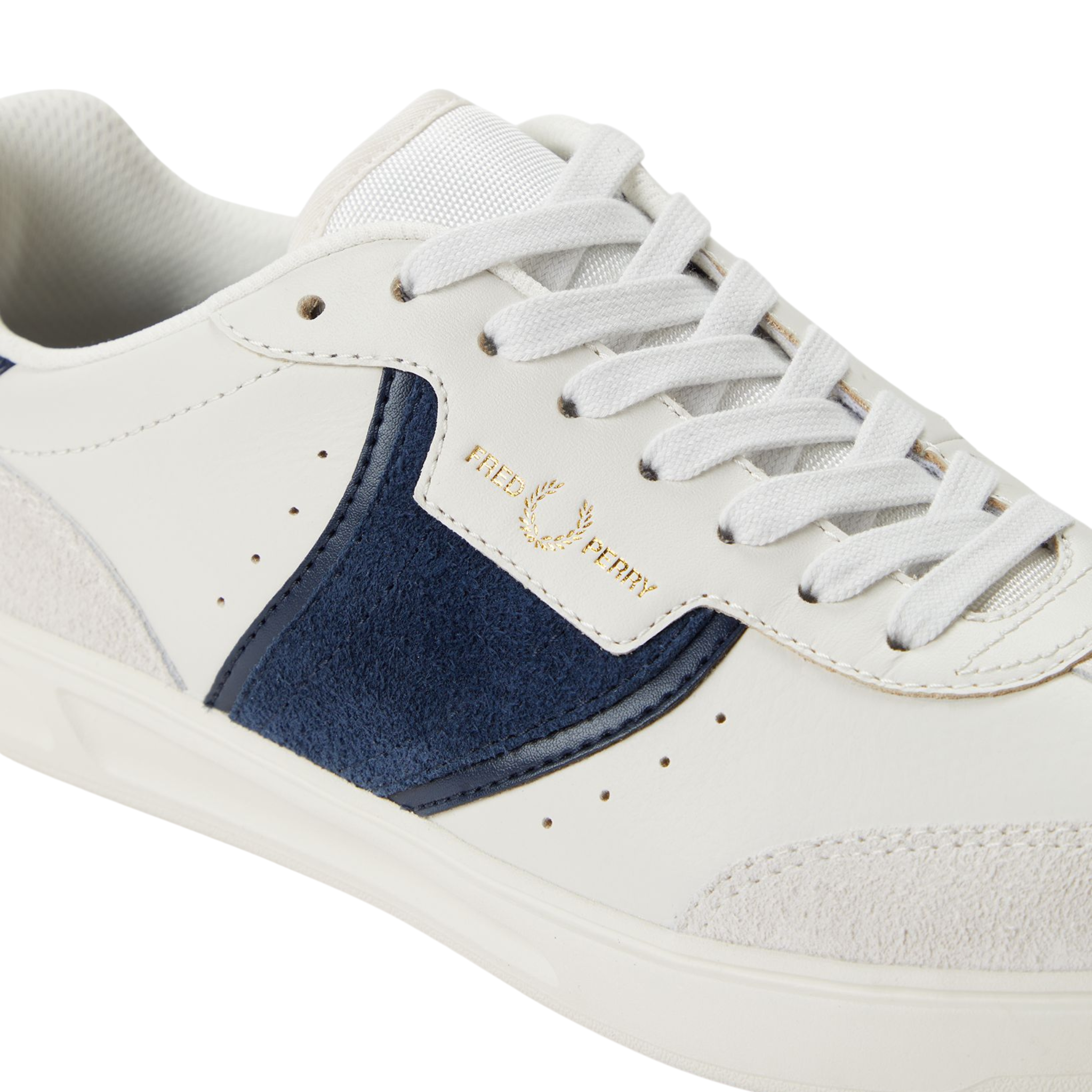 Mens Fred Perry Porcelain B4 Textured Leather Trainers
