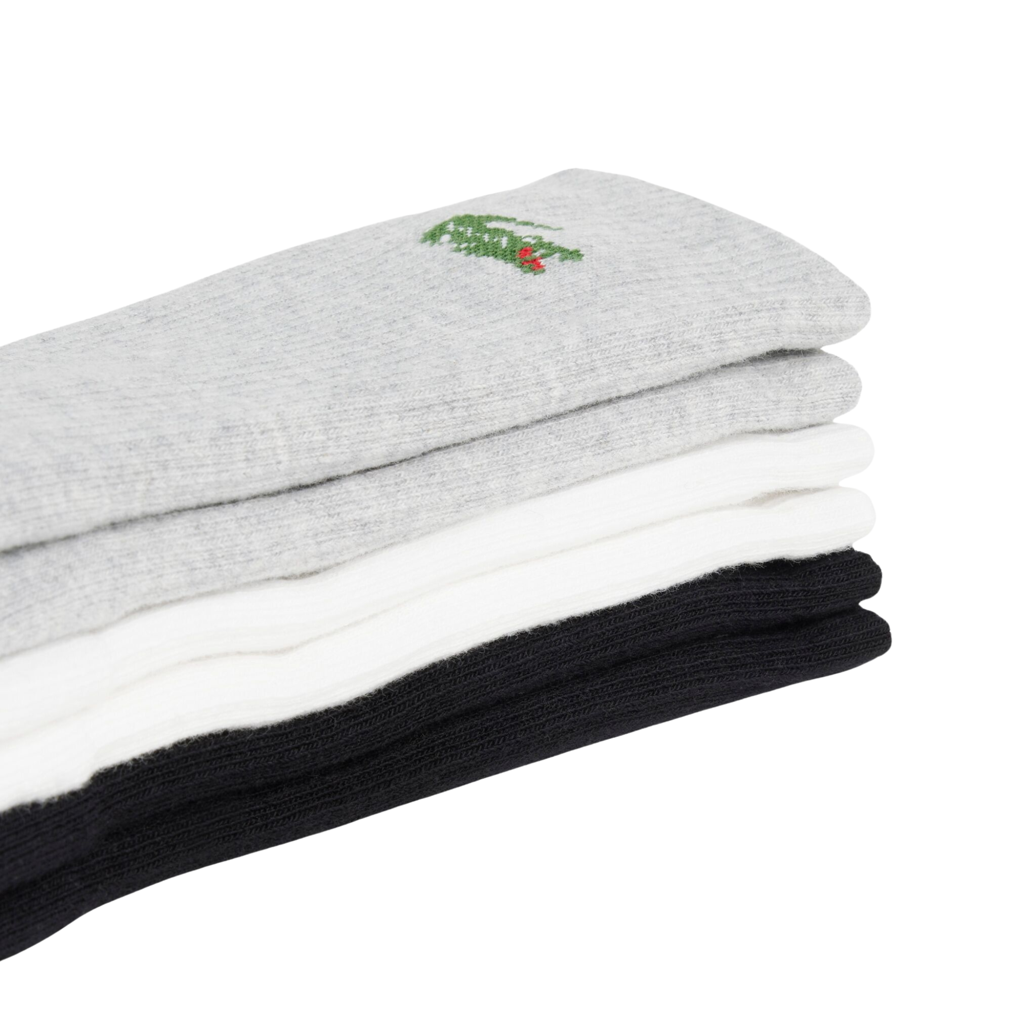 Mens Lacoste Black/Grey/White Croc 3 Pack Crew Socks