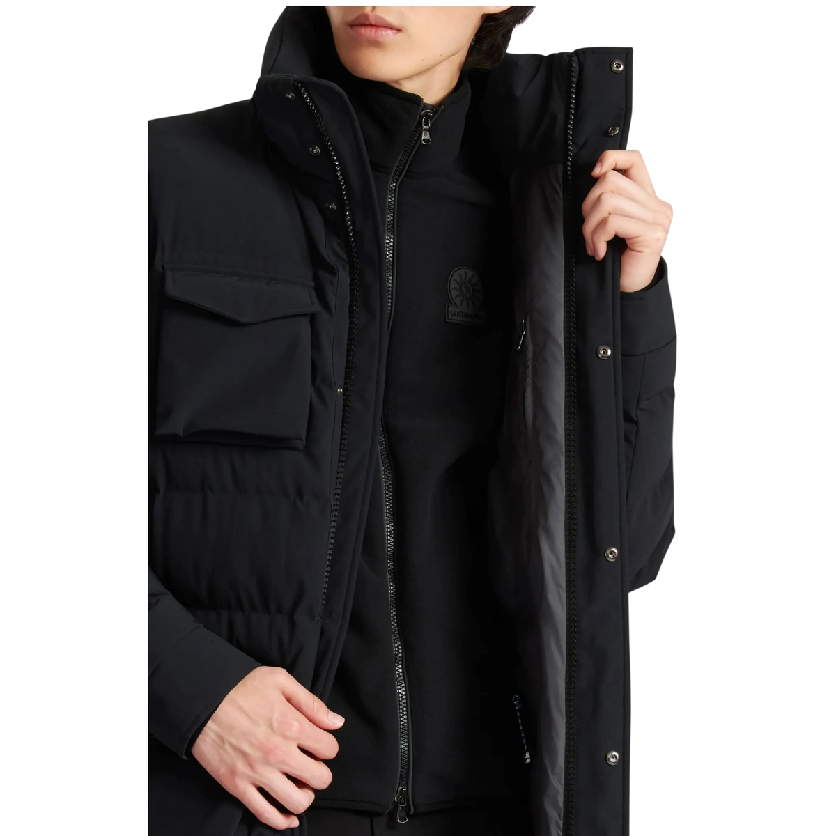 Mens Sandbanks Black Branksome Long Puffer Jacket