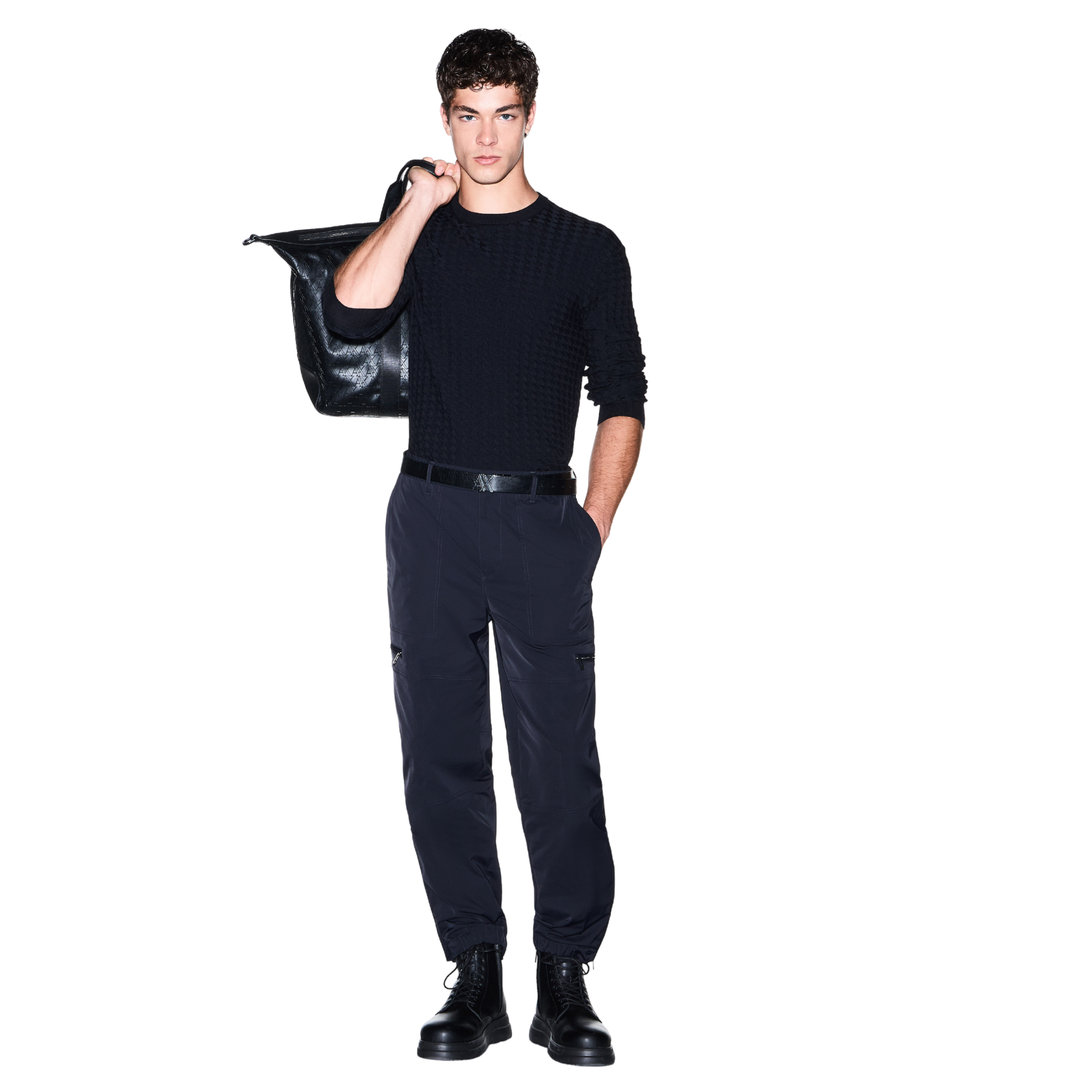 Mens Armani Exchange Deep Navy Arrow Knitted Jumper
