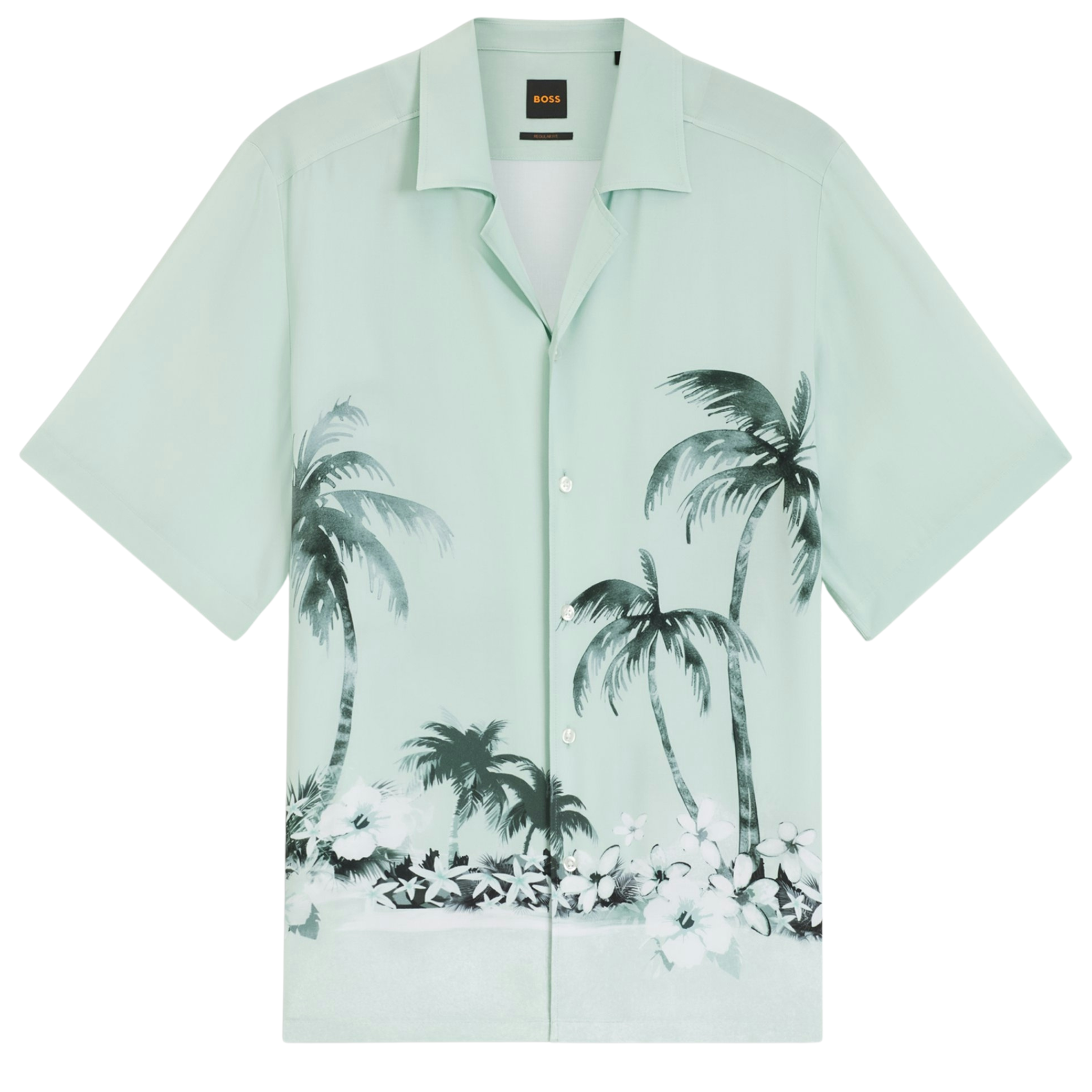 Mens BOSS Aqua Rayer_M Cuban Collar S/s Shirt