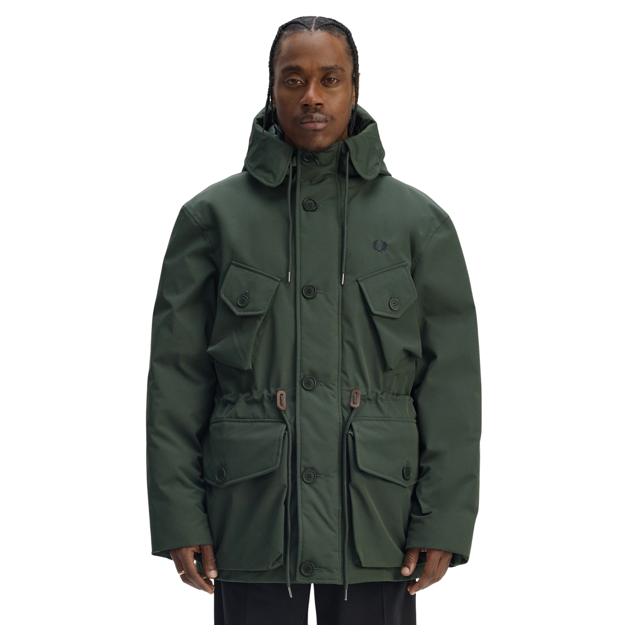 Mens Fred Perry Court Green Patch Pocket Puffer Jacket