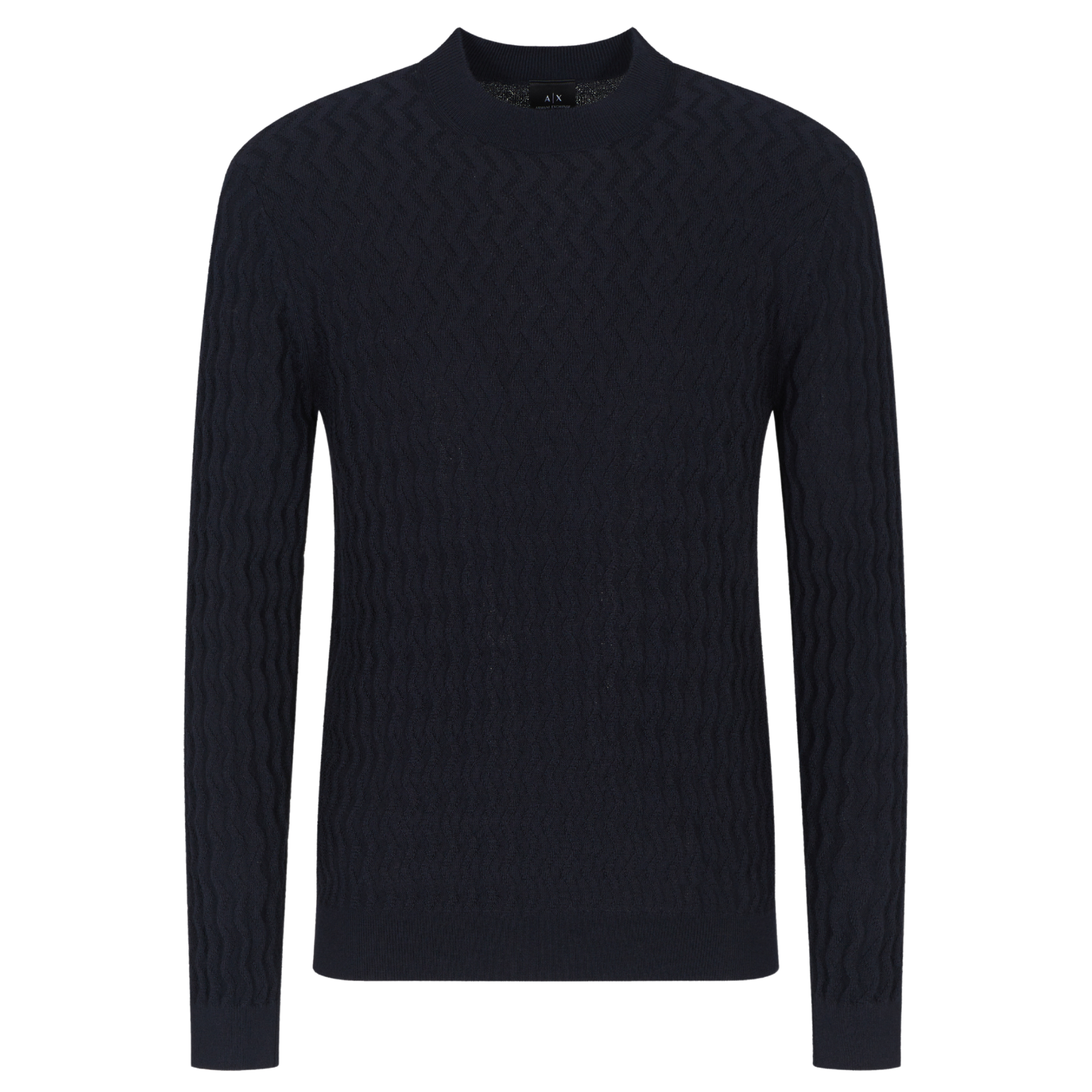 Mens Armani Exchange Deep Navy Zig Zag Knitted Jumper