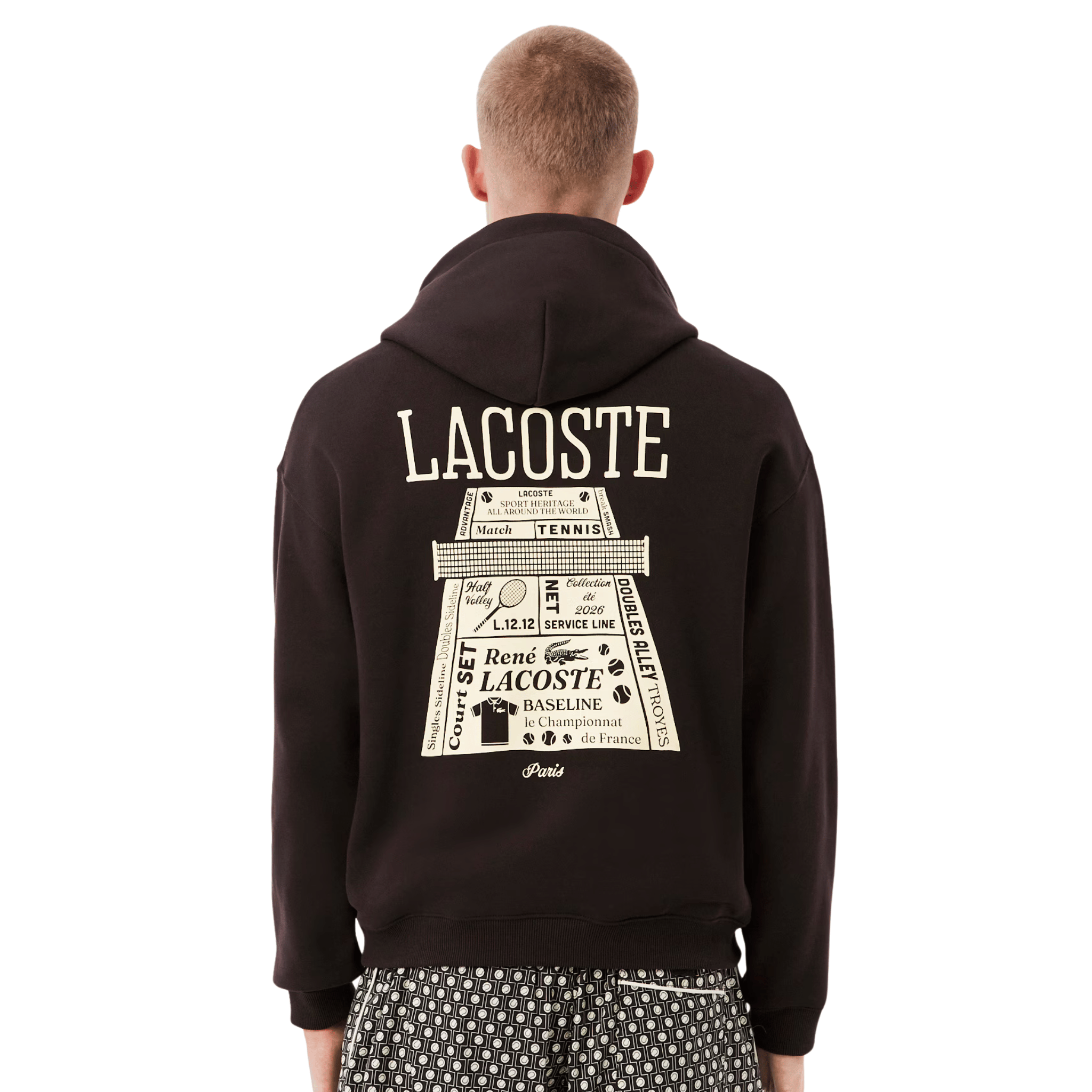 Mens Lacoste Brown Loose Fit Back Print Hoodie