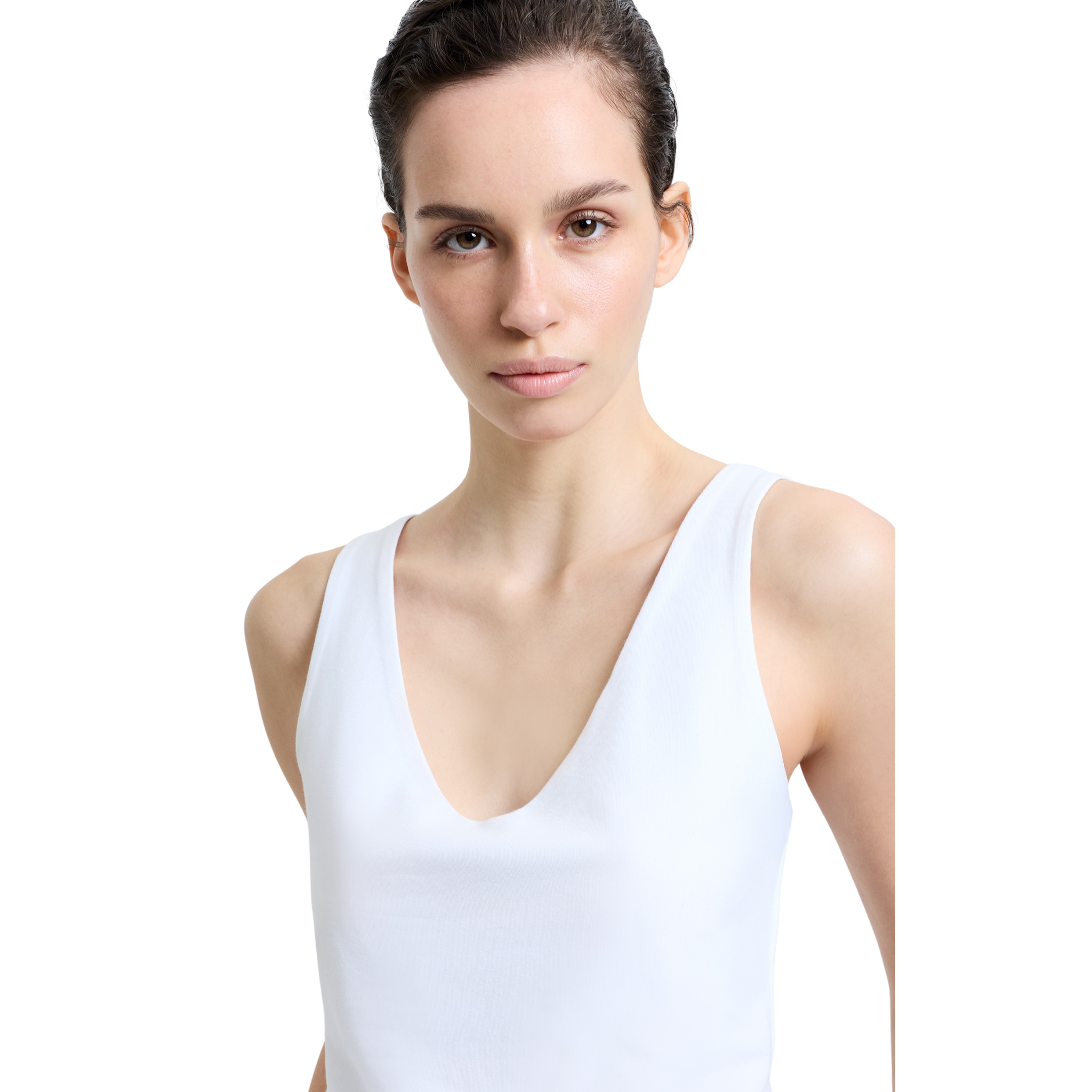 Womens French Connection Linen White Stretch Tank Top