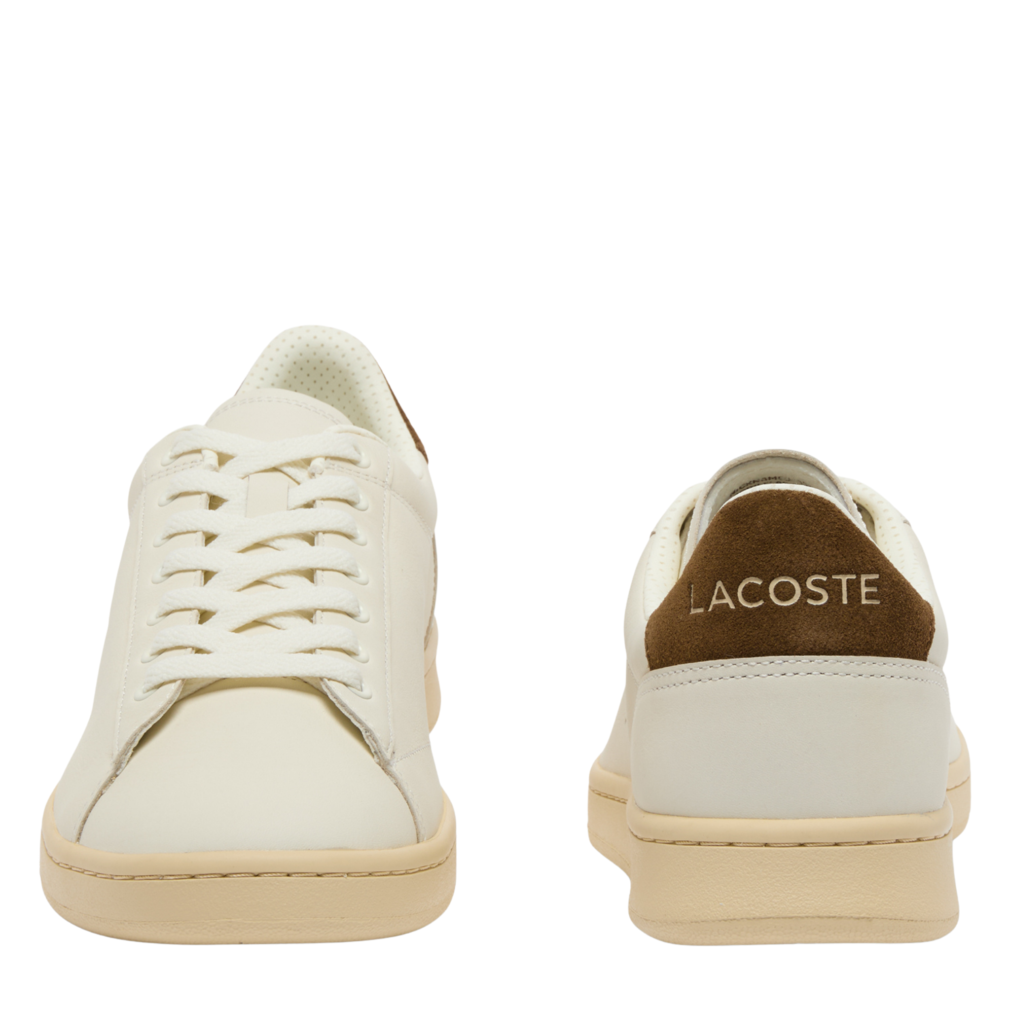 Mens Lacoste Off White/Dark Brown Carnaby Set Trainers