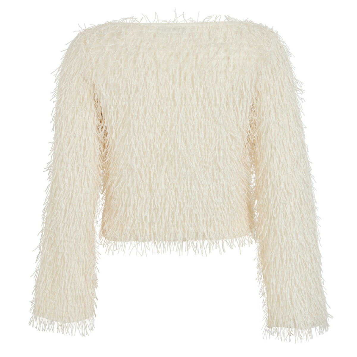Womens Vila Birch Vitoi Boatneck Feather Texture Top