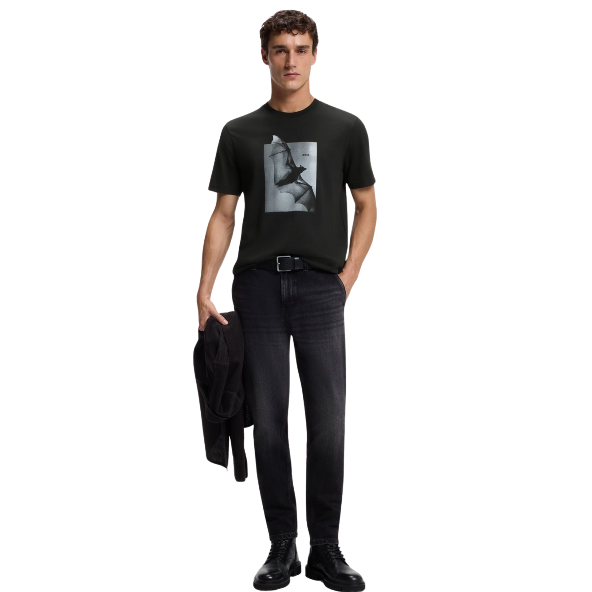 Mens BOSS Black Te_Being Bat S/s T Shirt
