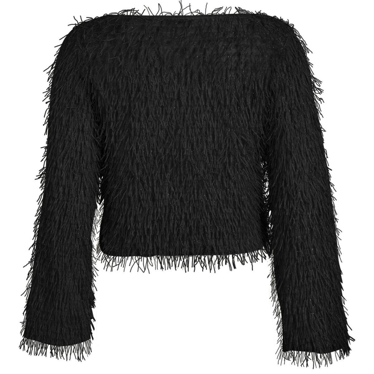 Womens Vila Black Beauty Vitoi Boatneck Feather Texture Top