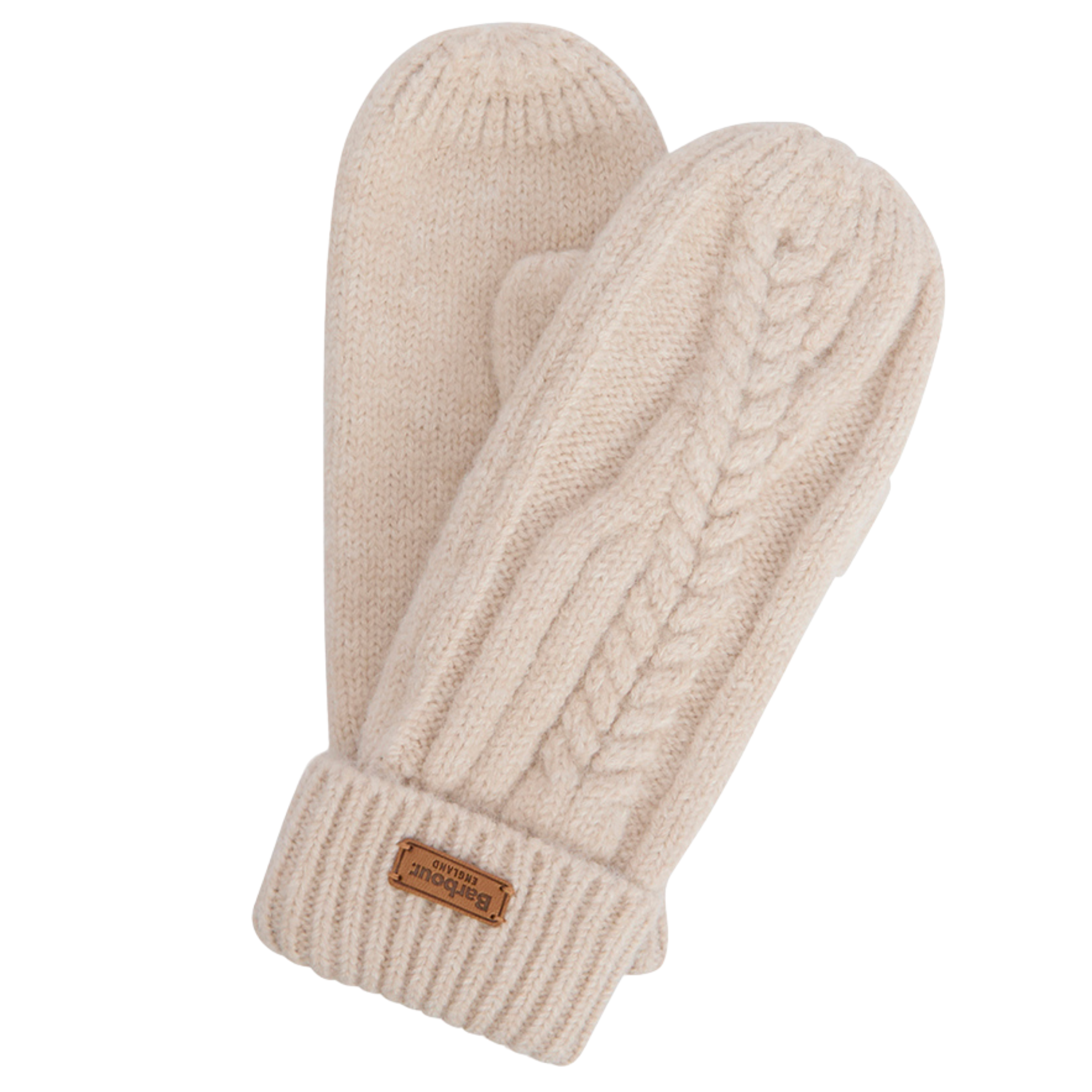 Womens Barbour Eggshell Elsdon Knitted Mittens