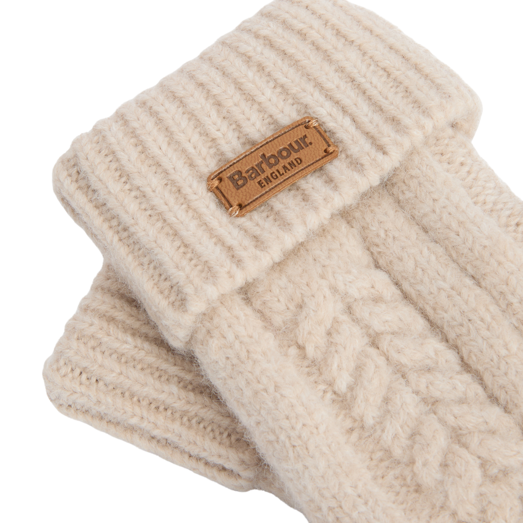 Womens Barbour Eggshell Elsdon Knitted Mittens