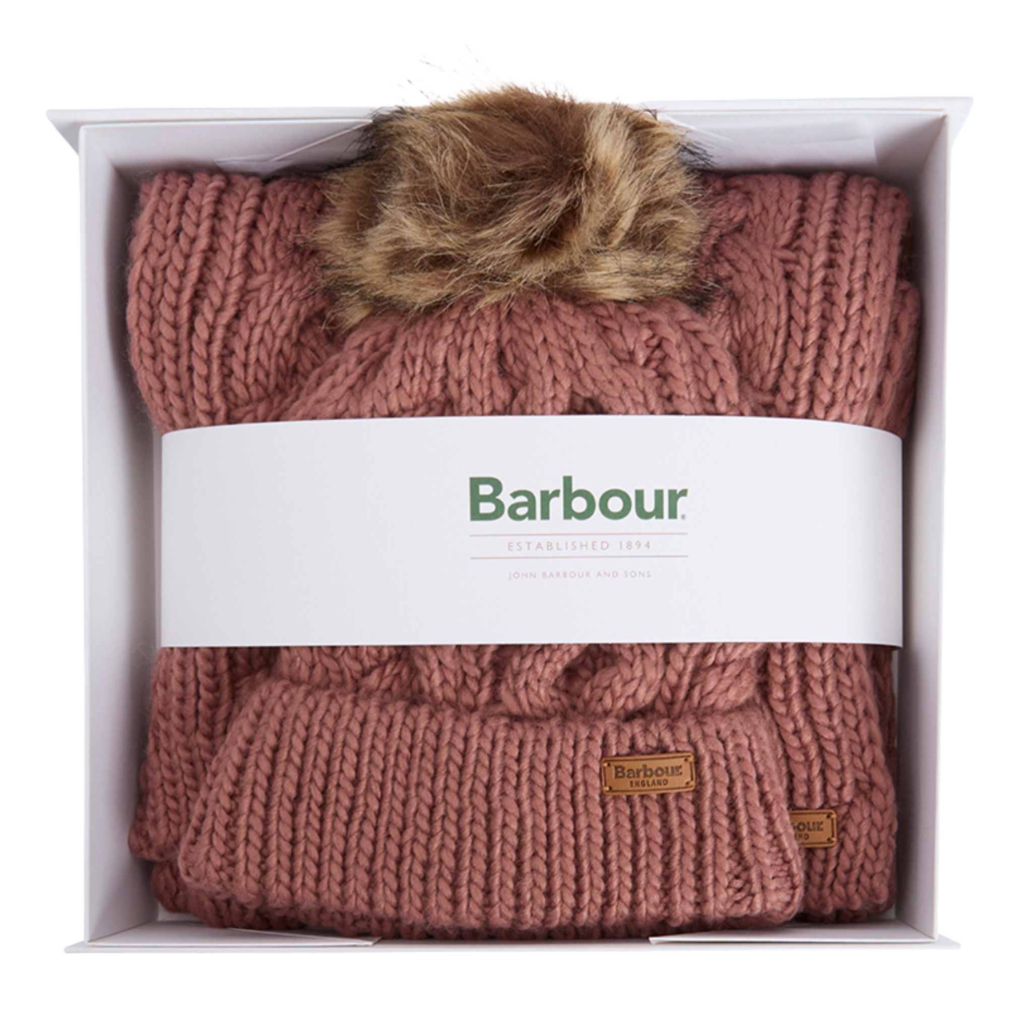 Womens Barbour Arabesque Penshaw Beanie & Scarf Gift Set